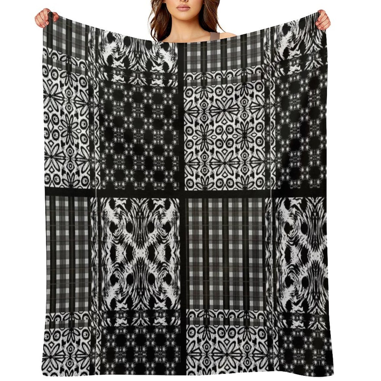 Mixed Black And White Pattern Gift-ready Throw Blanket