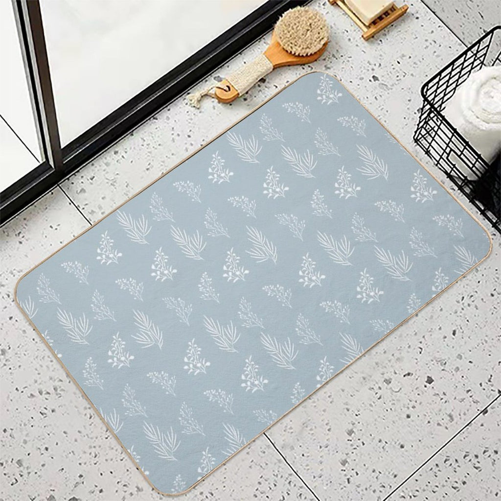 Seamless Isolated Silhouette Pattern of Tree Branches with Leaves.  High-Traffic Bath Mat
