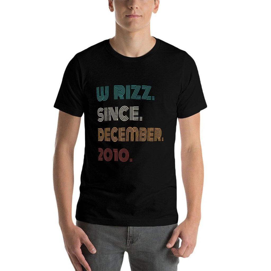 14 Years Old W Rizz Since December 2010 14th Birthday  Rolled Sleeves T-Shirt