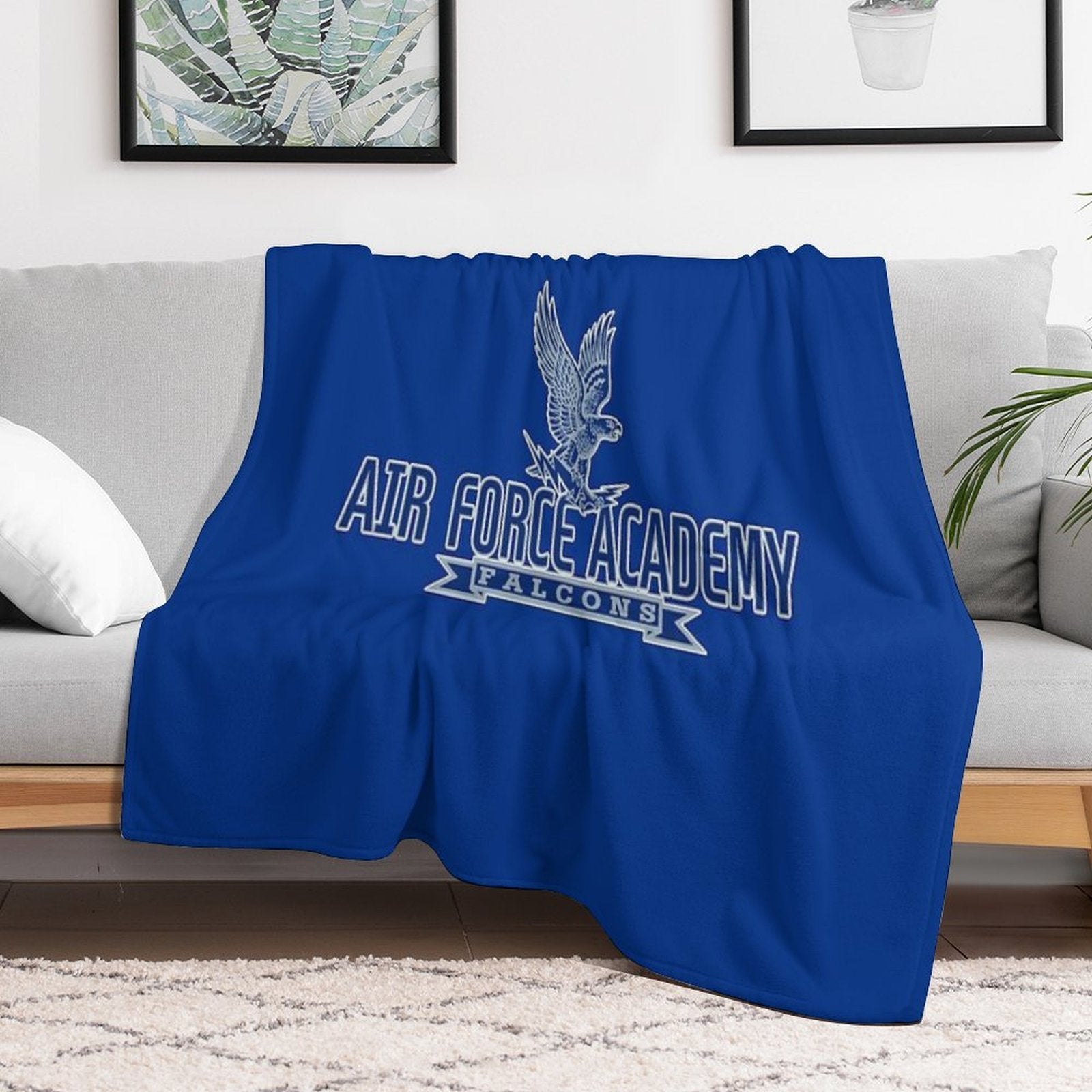 Vintage Air Force Academy Mascot Logo Design 1 Plush Throw Blanket