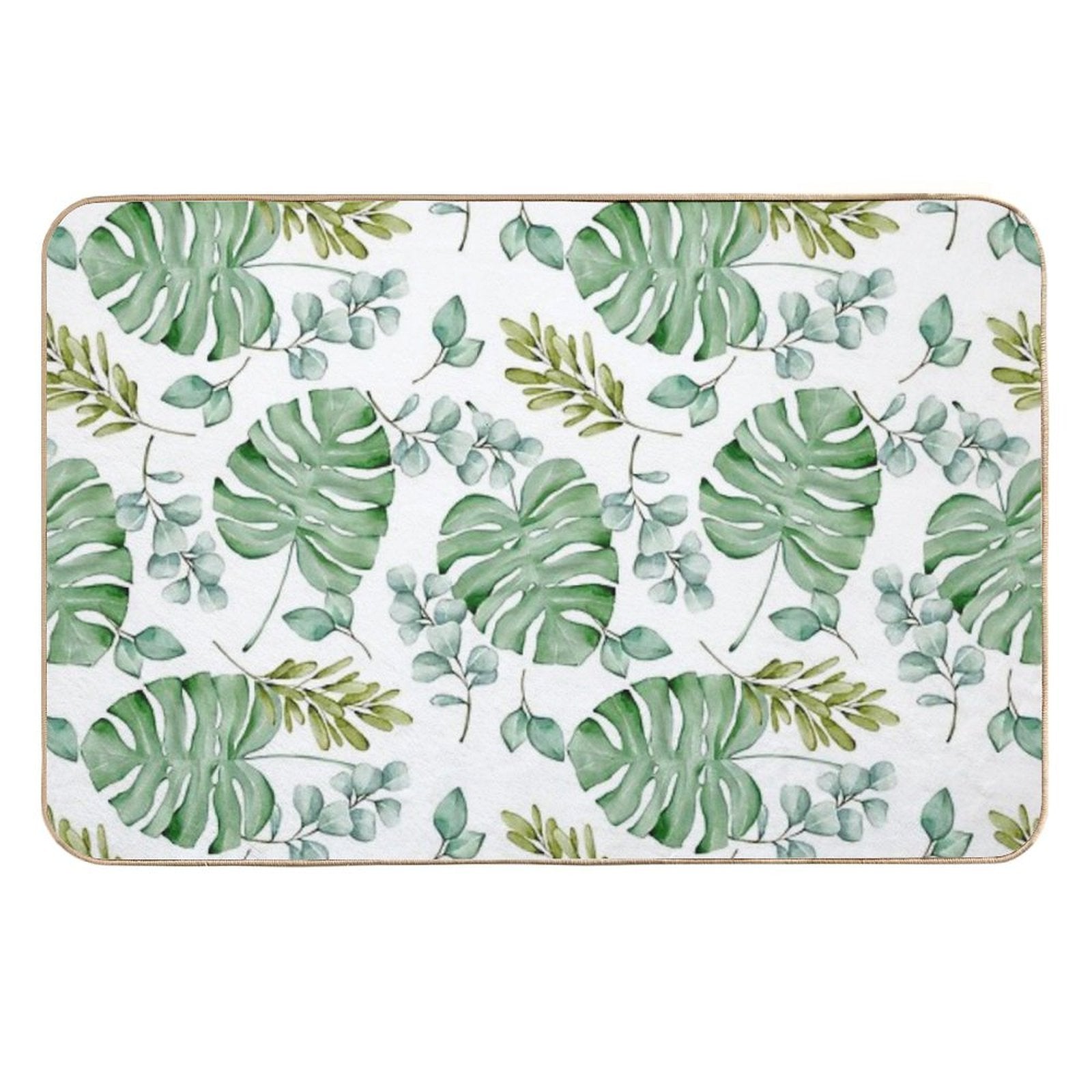 Monstera Leaves Green Seamless  Toxin-Free Bath Mat