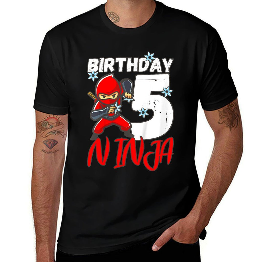 Kids Birthday Ninja 5 Year Old Boy Ninja Birthday 5 Th Boy  Graphic-printed T-Shirt