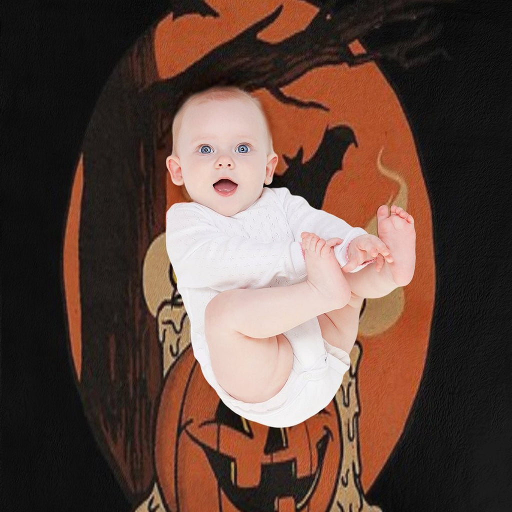 Vintage Pumpkin Scene Halloween Compact Throw Blanket