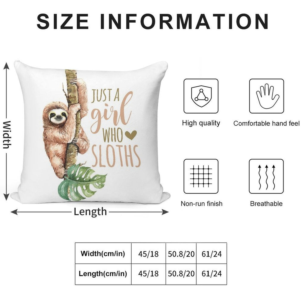 Just A Girl Who Loves Sloths Soft Bedroom Essential Throw Pillow