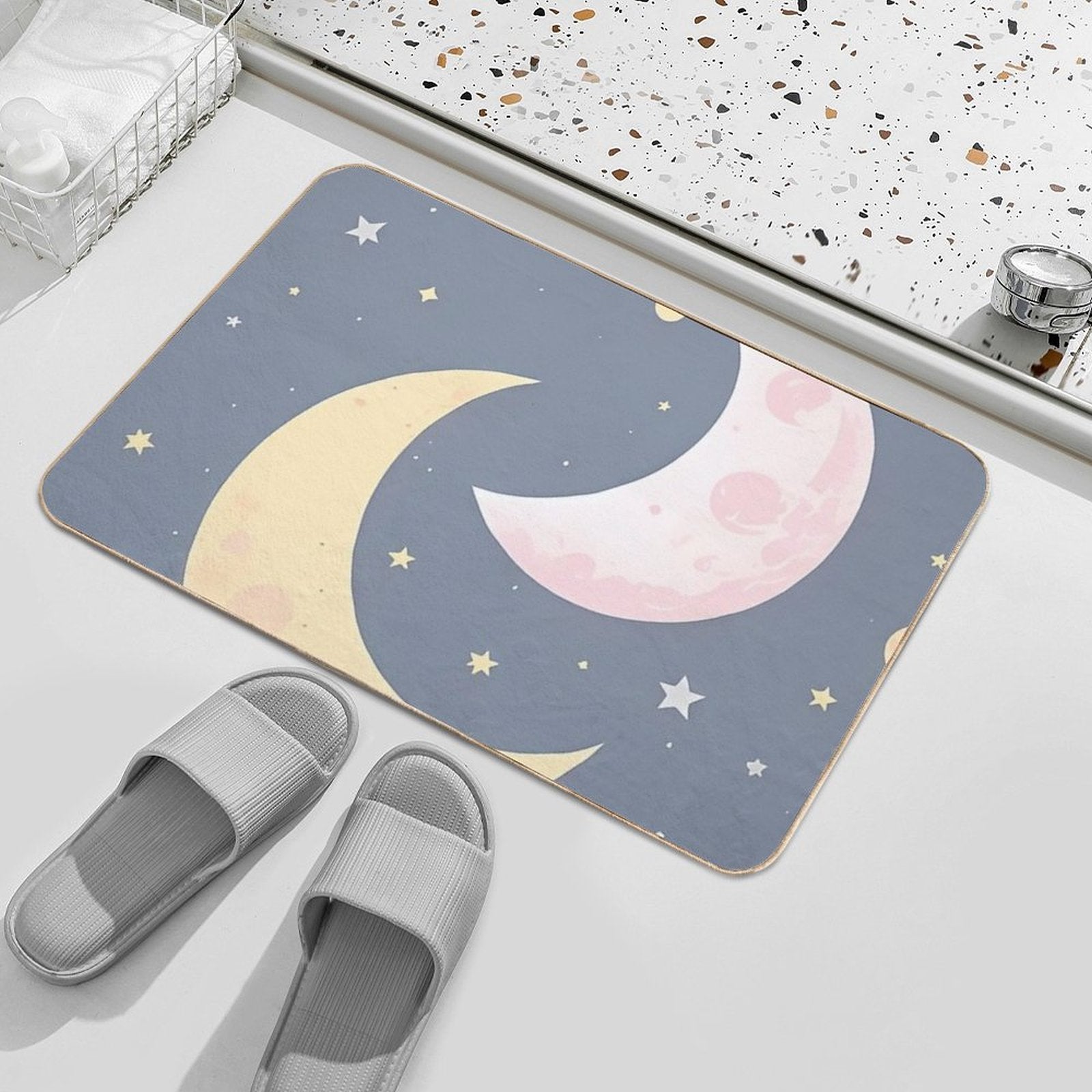 Cute Moon Vector- Ramadan  Dirt-Trapping Bath Mat
