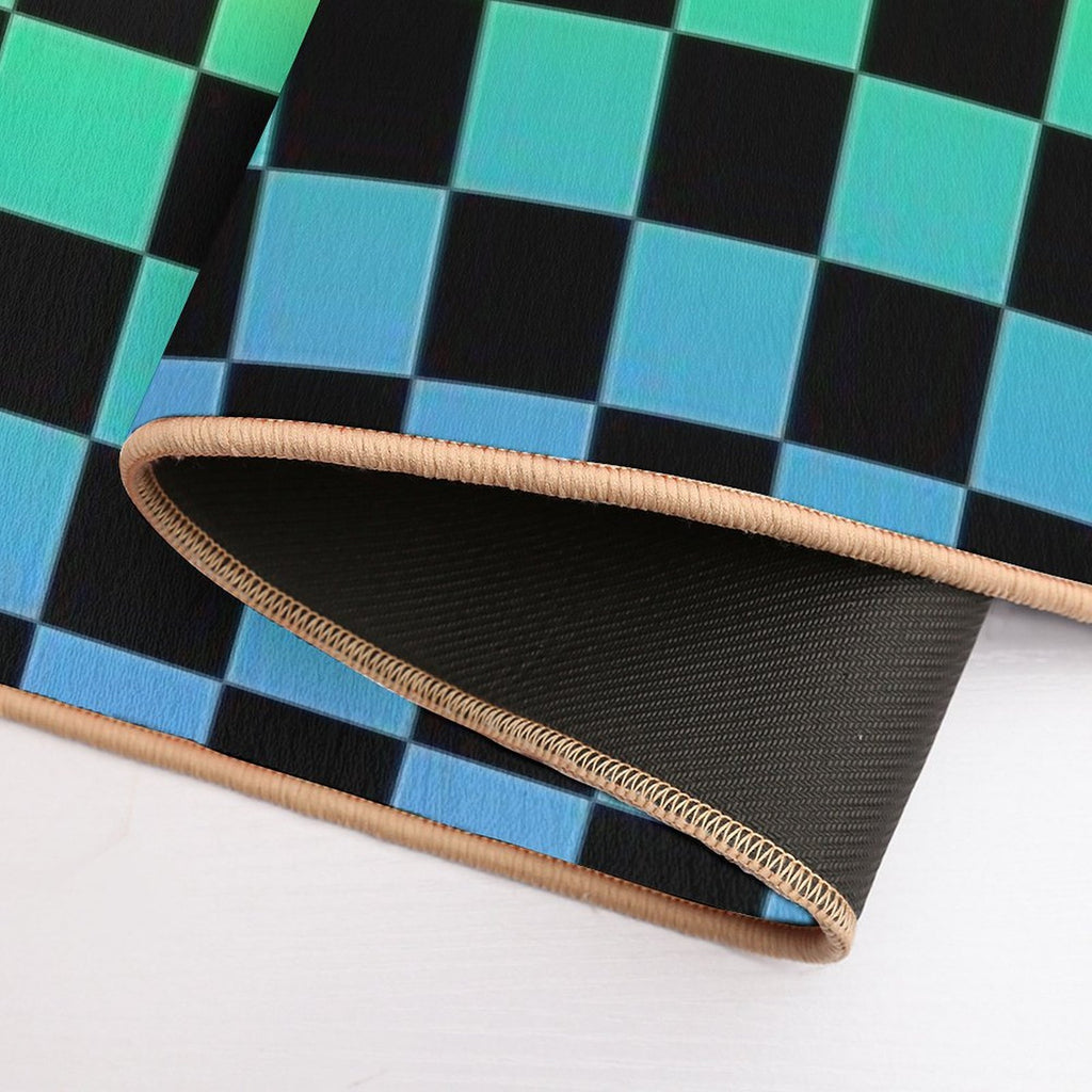 Rainbow And Black Checkerboard  Long-Lasting Bath Mat