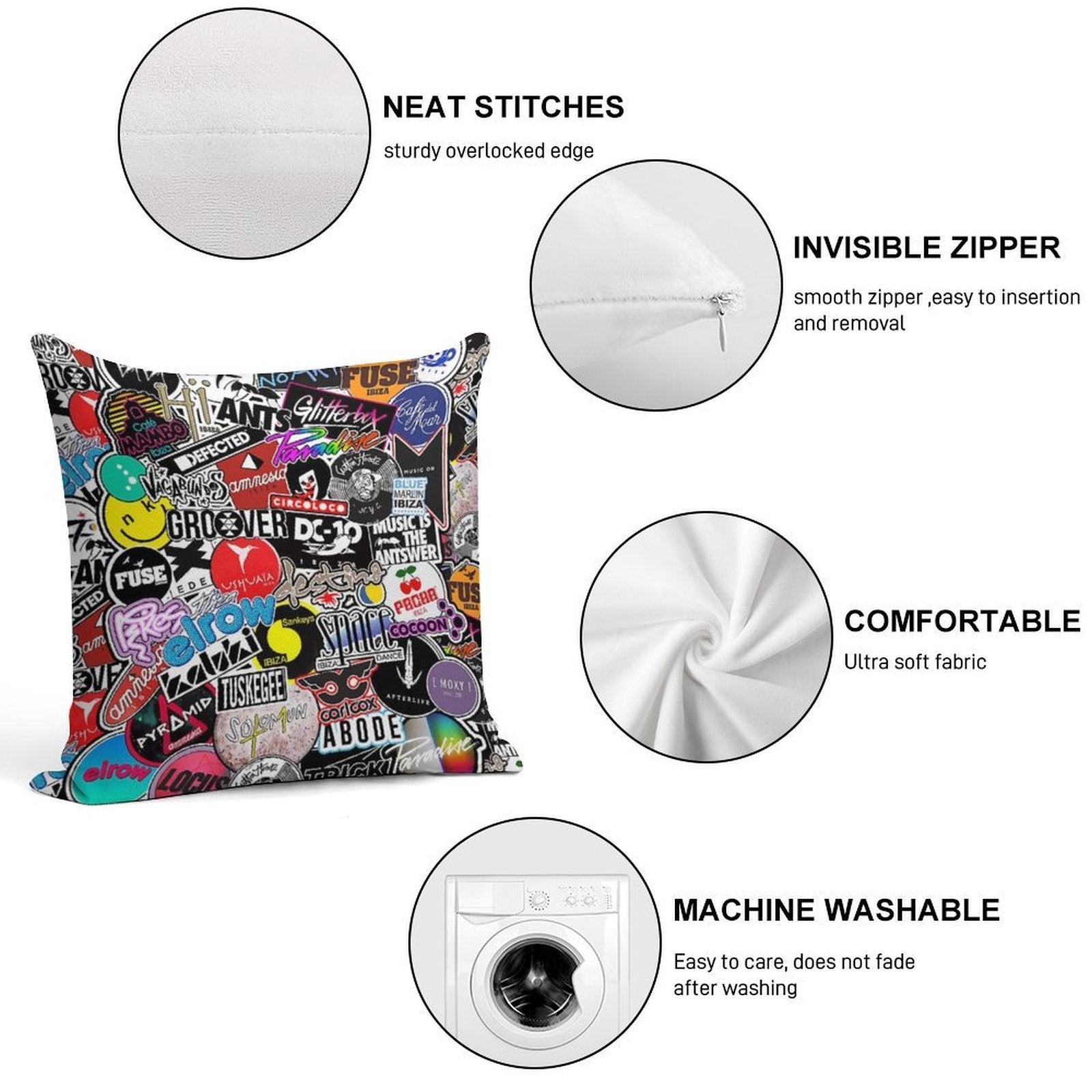 IBIZA CLUBS POSTER - 2022 EIVISSA Soft Multiple Sizes Throw Pillow