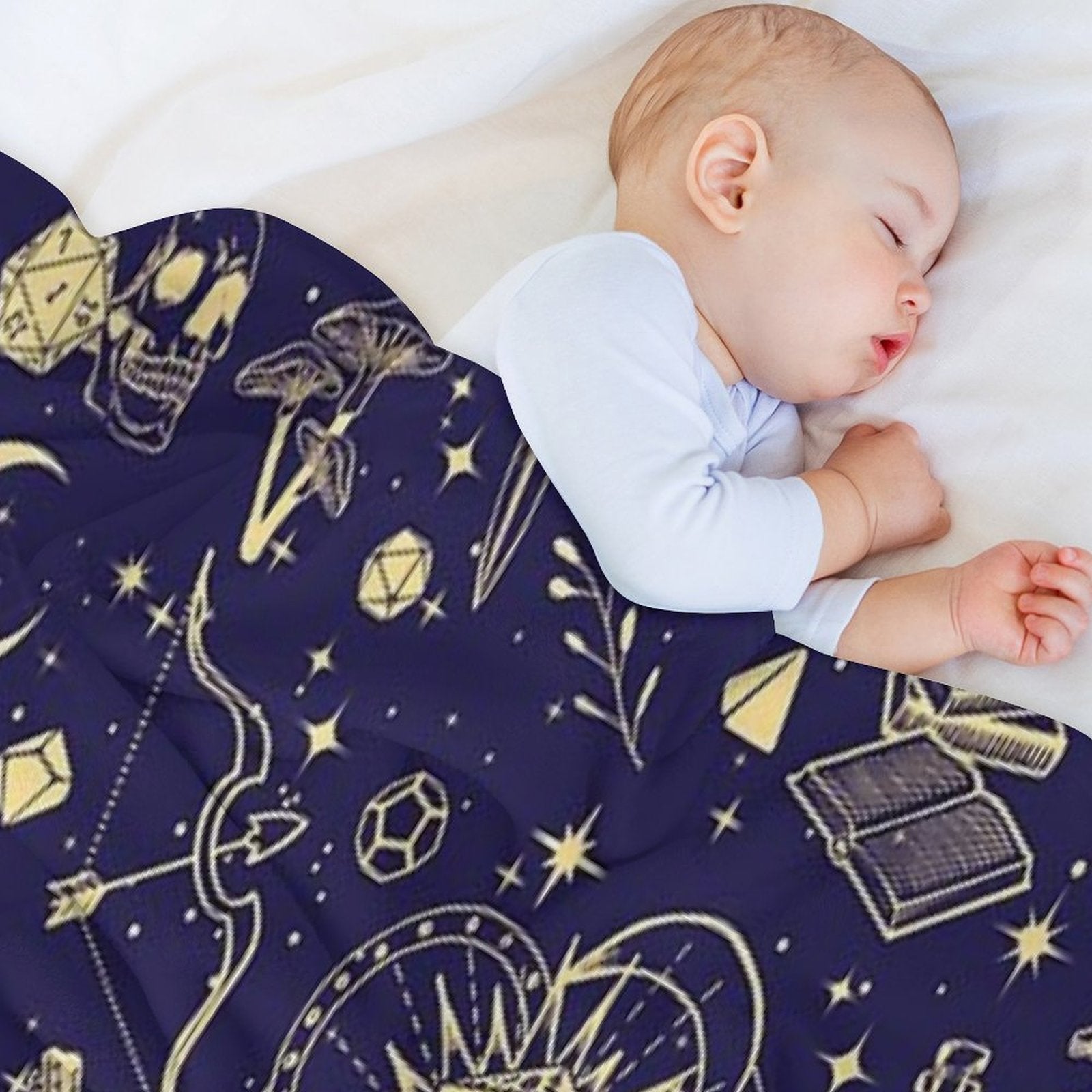 DND RPG Pattern Seamless Dungeons And Dragons Doodles, Celestial Night Sky And Stars Constellations Gift-ready Throw Blanket