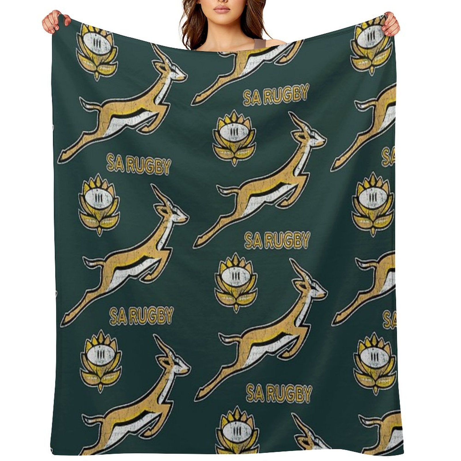 SA Rugby - Vintage Springbok Logo Eco-conscious Throw Blanket