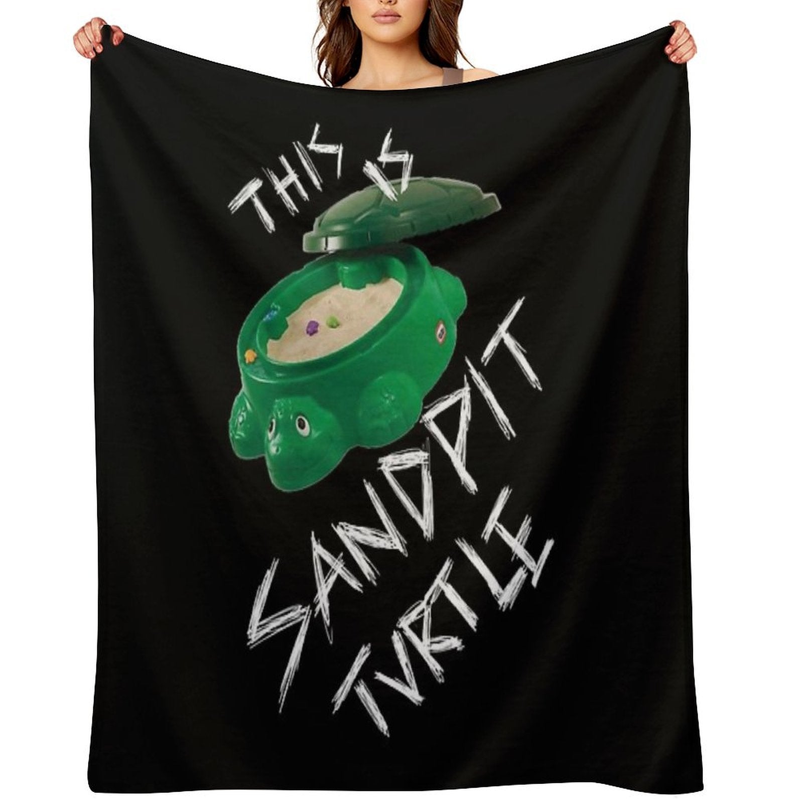 This Is Sandpit Turtle Bmth Meme White on Black Classic Easy Care Throw Blanket