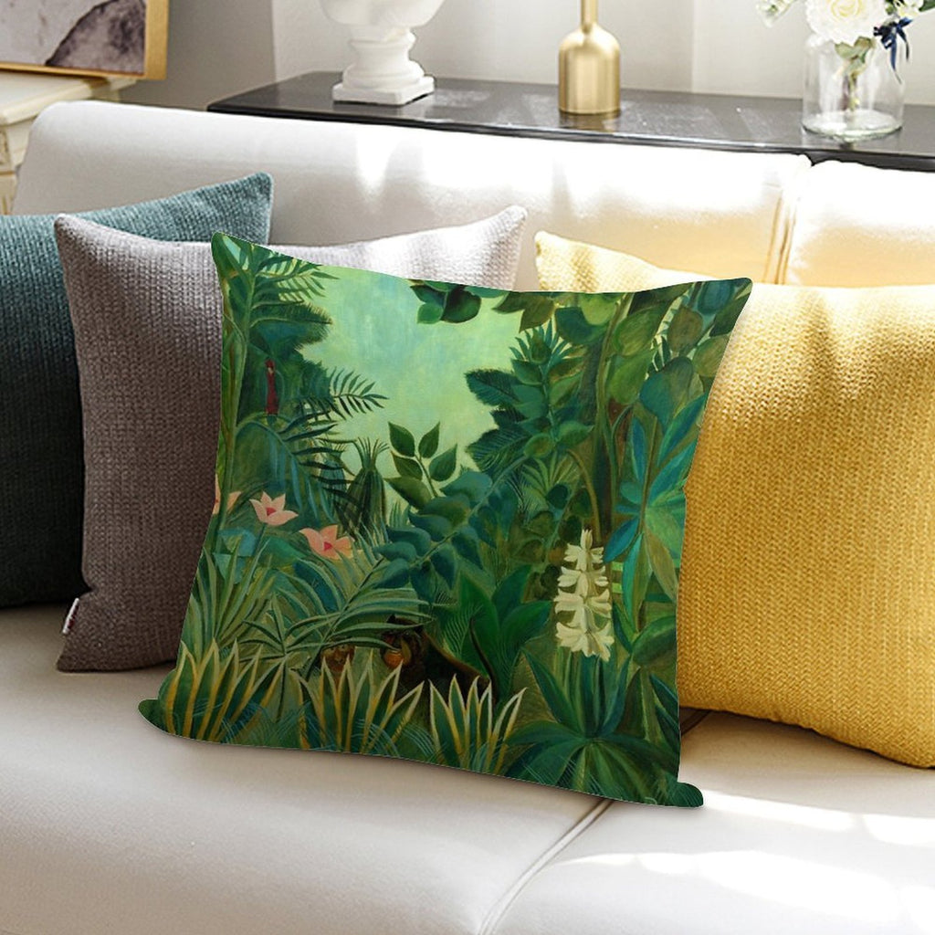 Henri Rousseau The Equatorial Jungle, 1909 Soft Hidden Zipper Throw Pillow