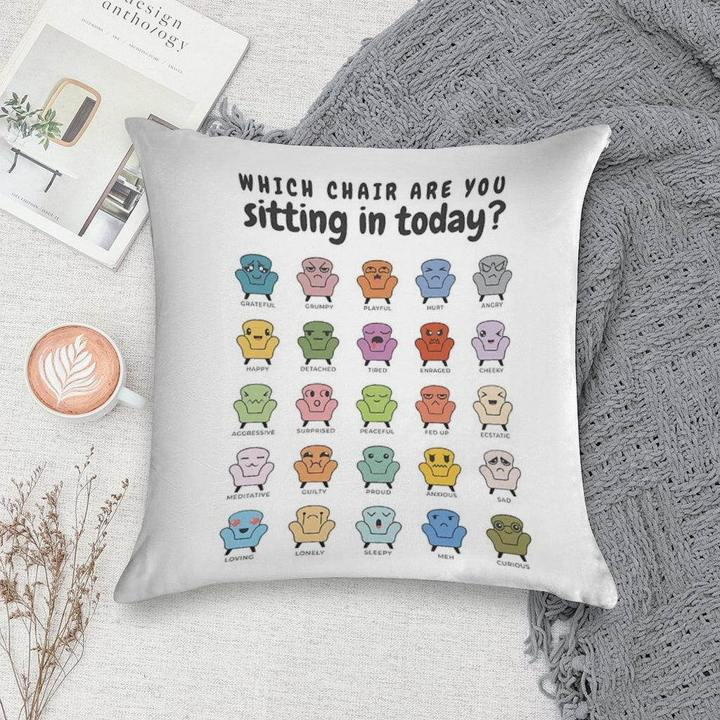 Chair Feelings, Emotions Chart, Mental Health, Therapy Office, Therapist Gift, Counsellor Tools, School Counselor, Mood Chart, S Soft Short Plush Fabric Throw Pillow