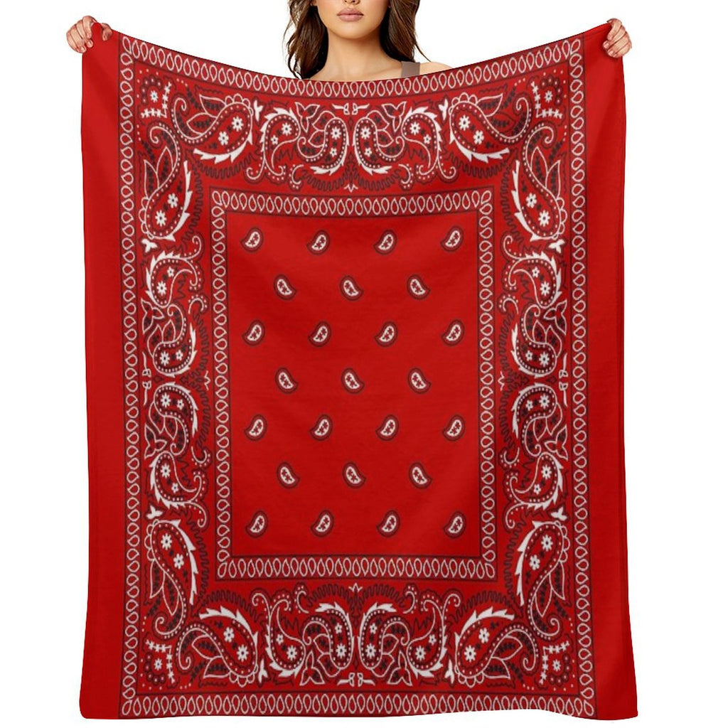 Bandana - Red Plush Throw Blanket
