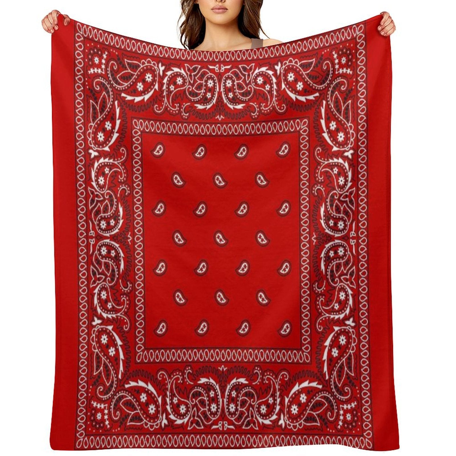 Bandana - Red Plush Throw Blanket
