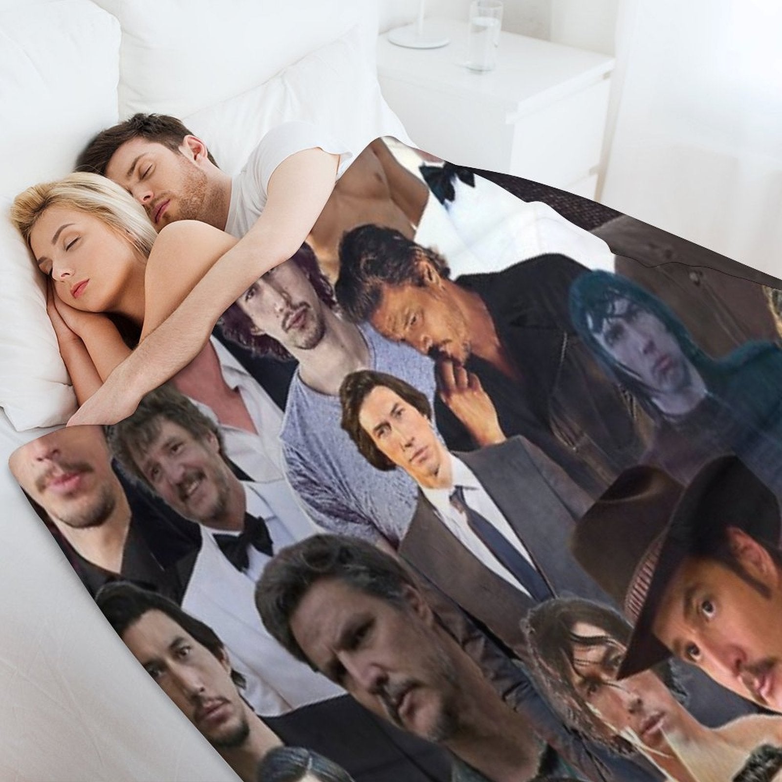 Pedro Pascal And Adam Driver Photo Collage Velvety-soft Throw Blanket