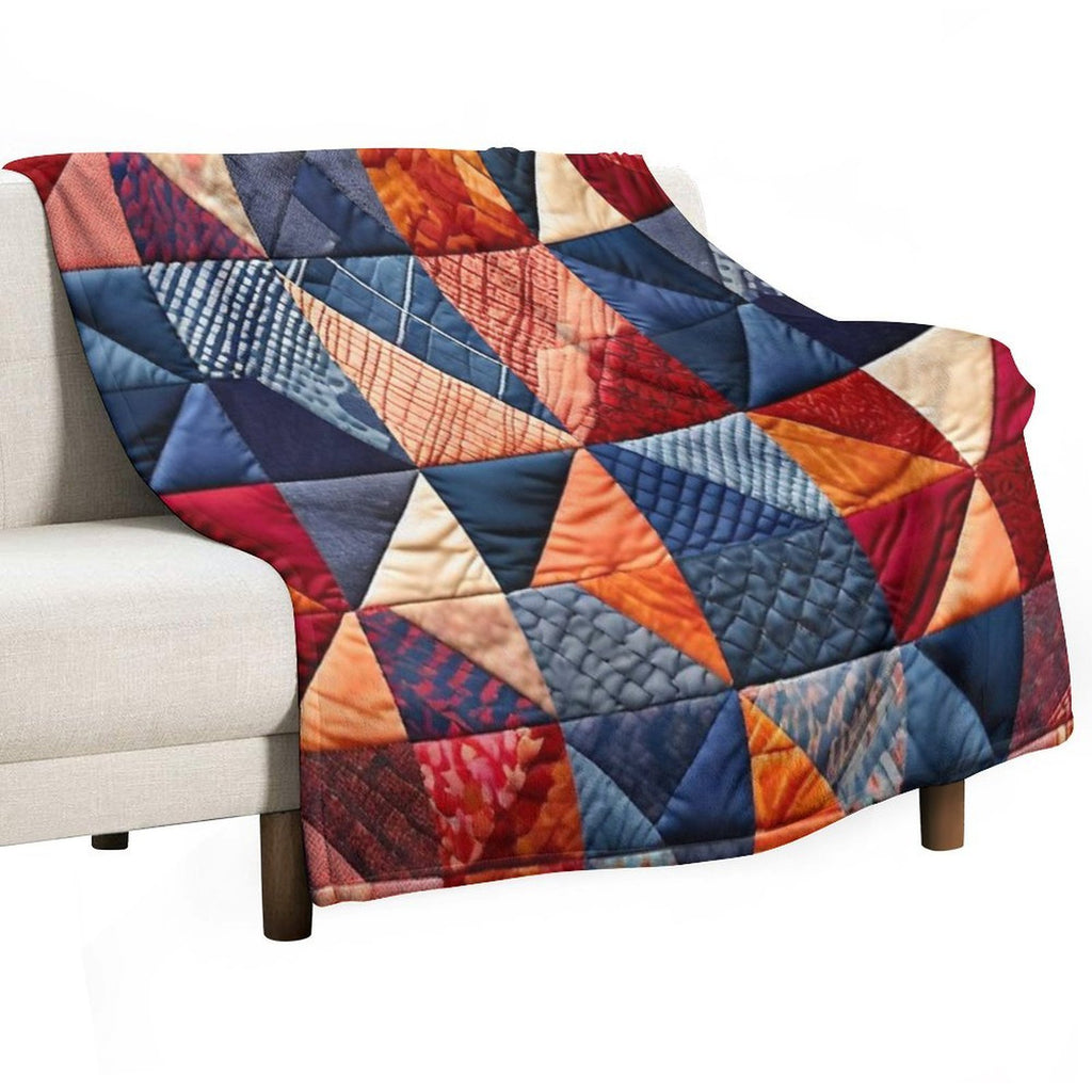 Quilted Patchwork Pattern Multi-functional Throw Blanket