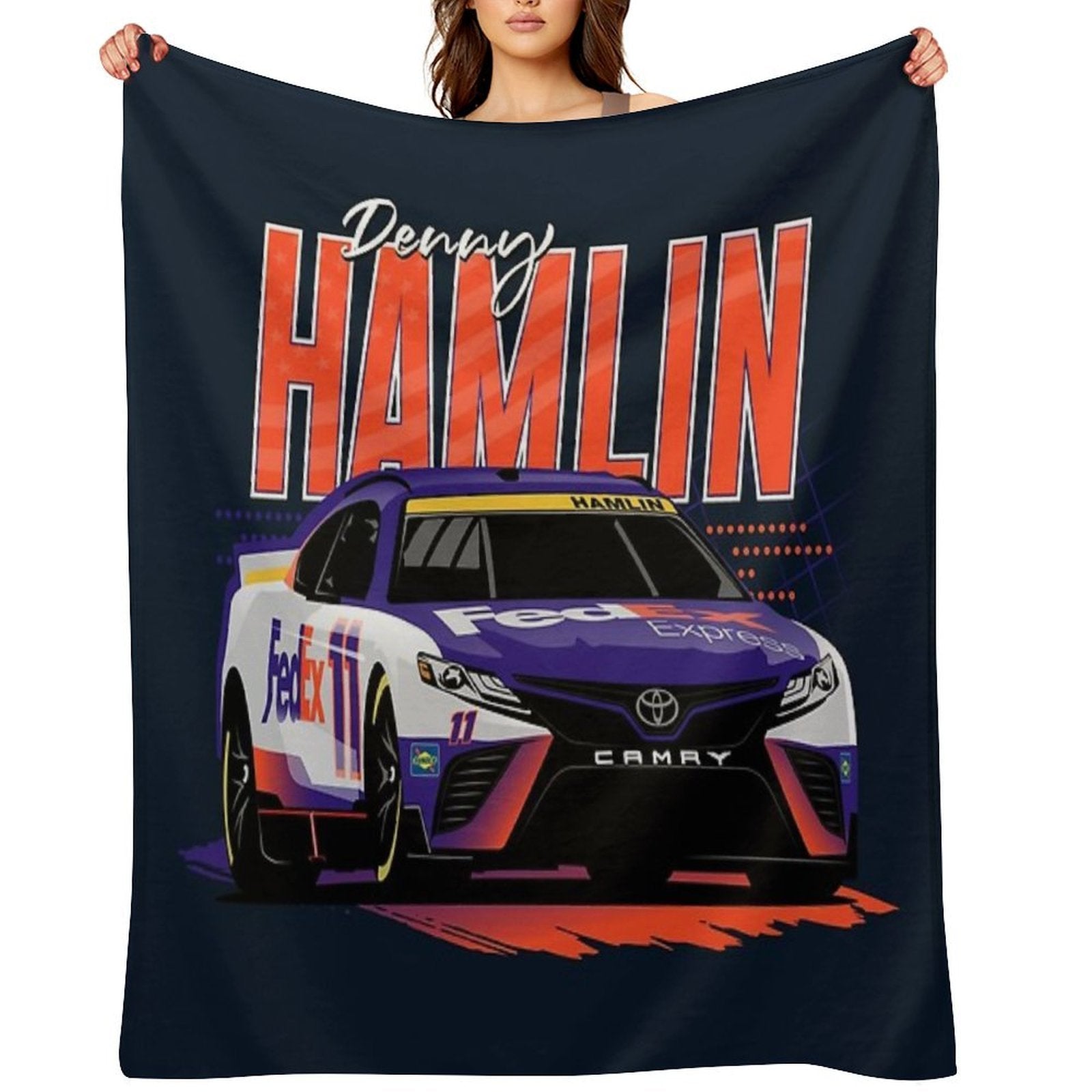 Denny Hamlin 2022 Nascar Playoffs Travel-friendly Throw Blanket
