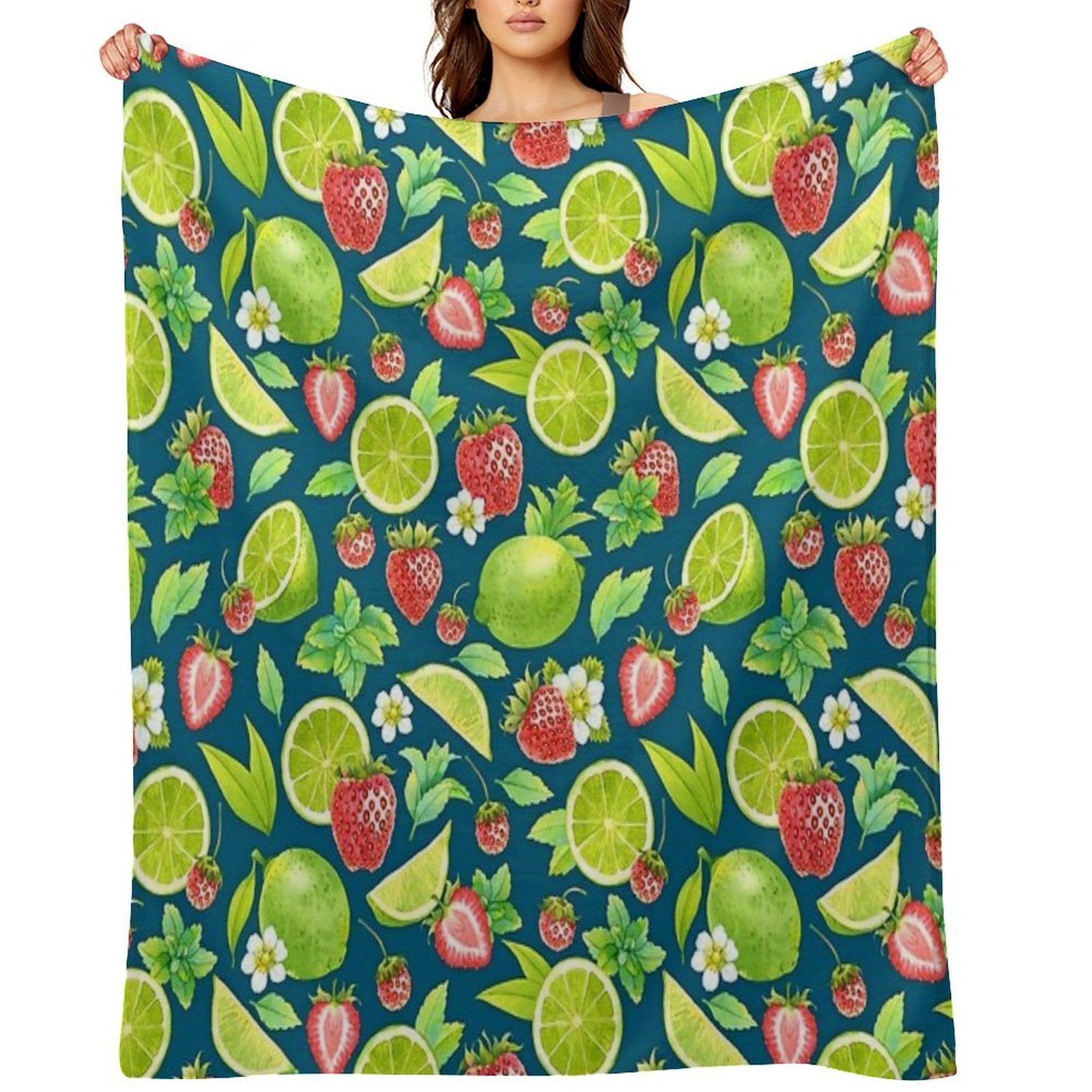 Strawberry And Lime Premium Throw Blanket