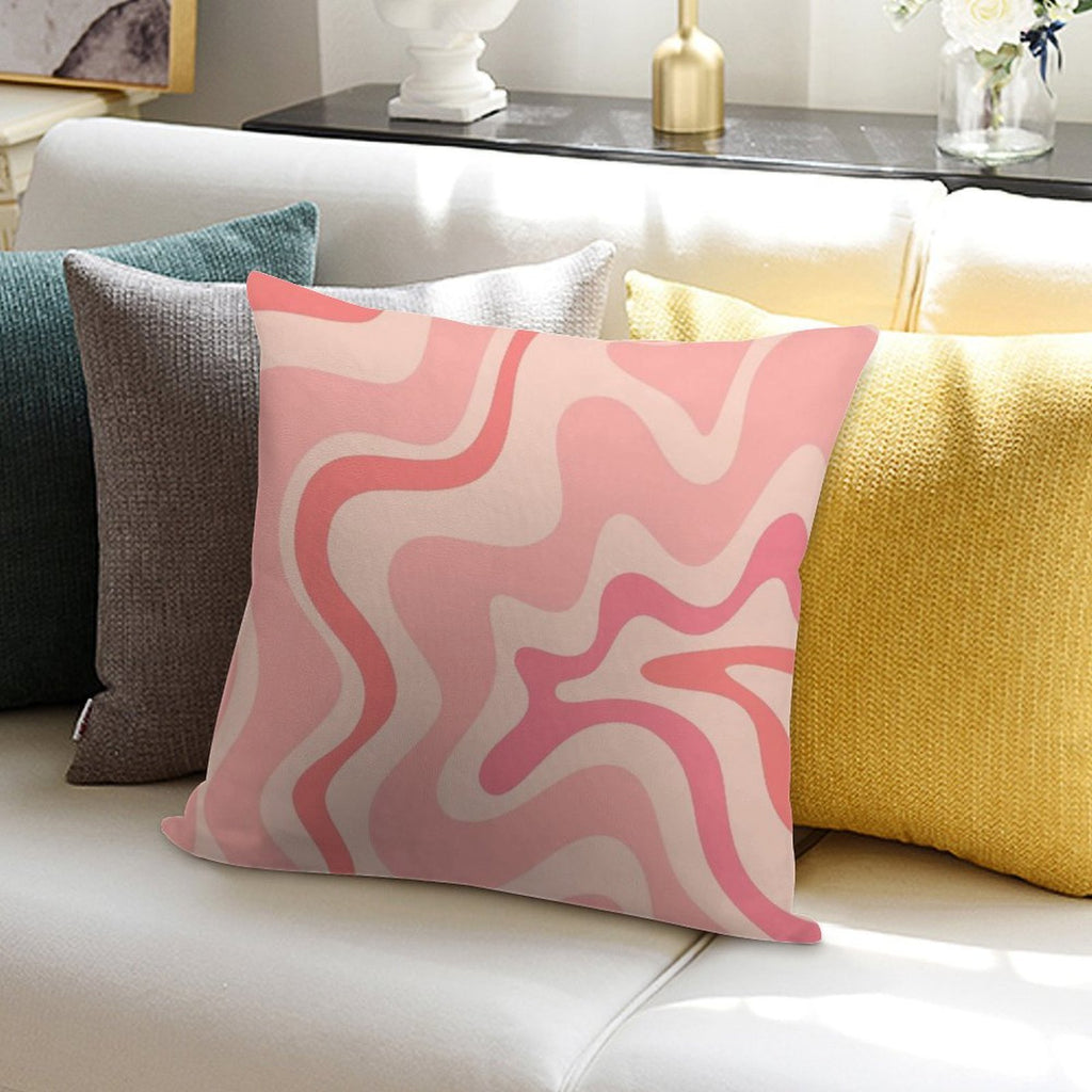 Liquid Swirl Retro Contemporary Abstract in Soft Blush Pink Soft Gift Ready Throw Pillow