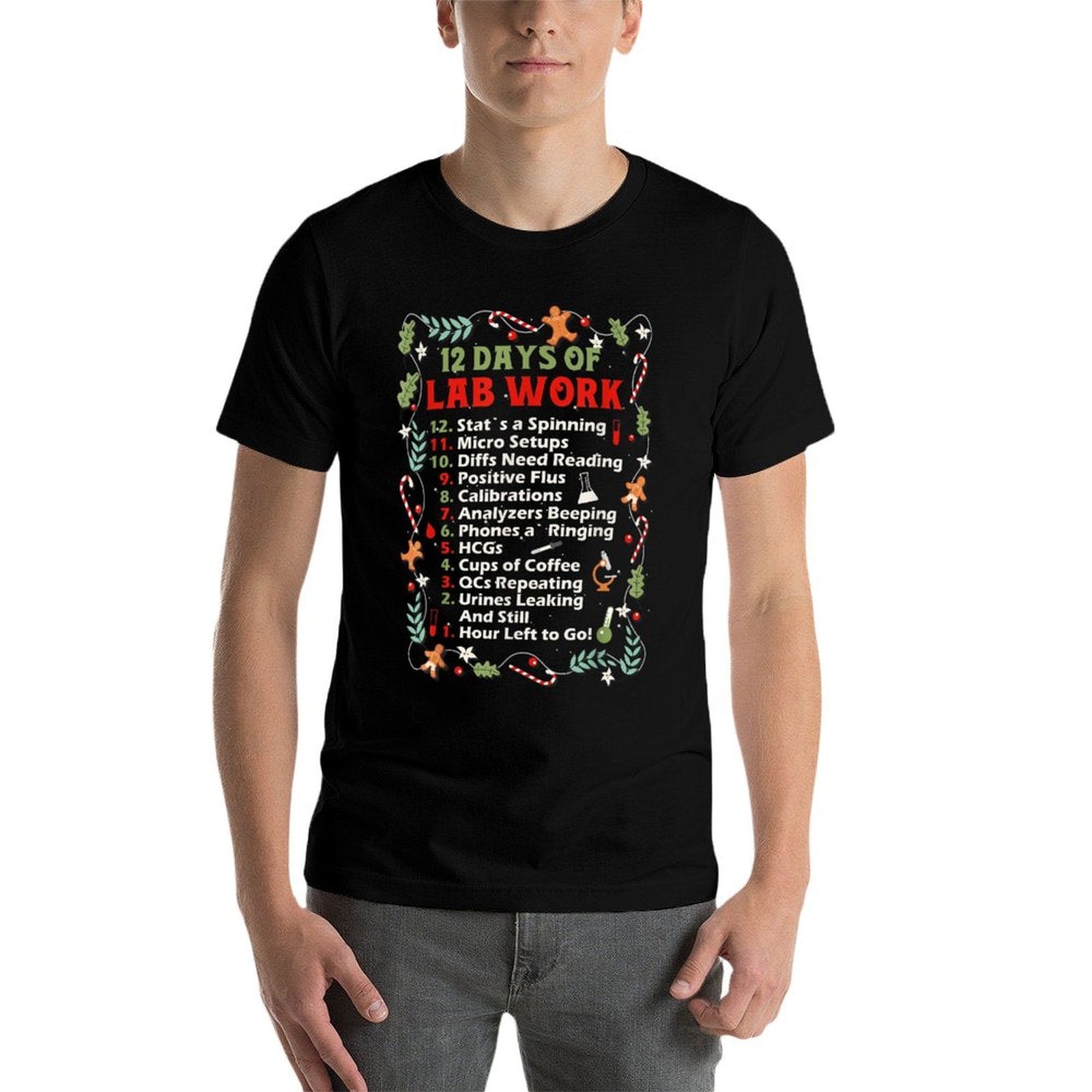 12 Days of Lab Technician Christmas Funny Medical Laboratory  Wrinkle-resistant T-Shirt
