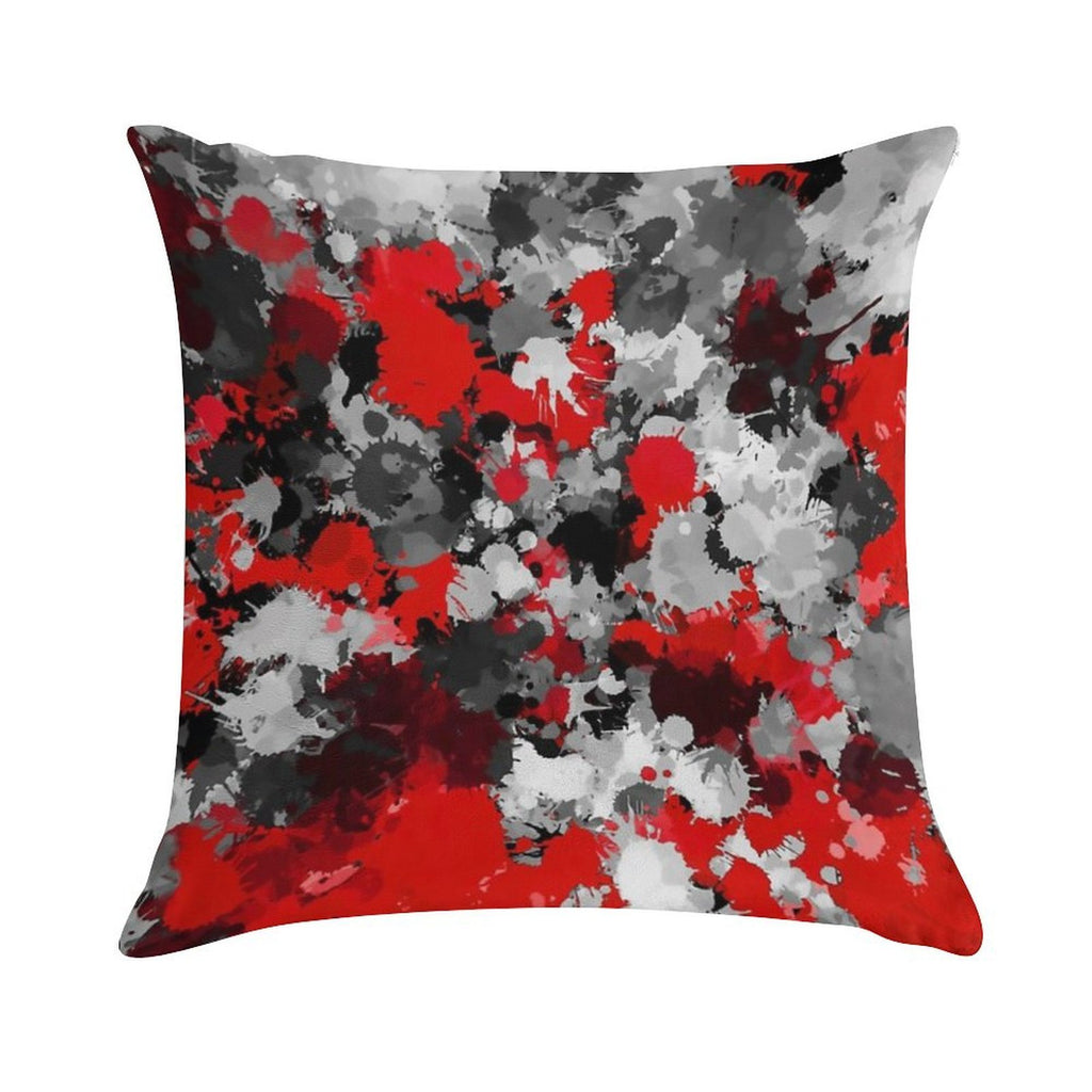 Red And Grey Paint Splatter Soft Skin-Friendly Throw Pillow
