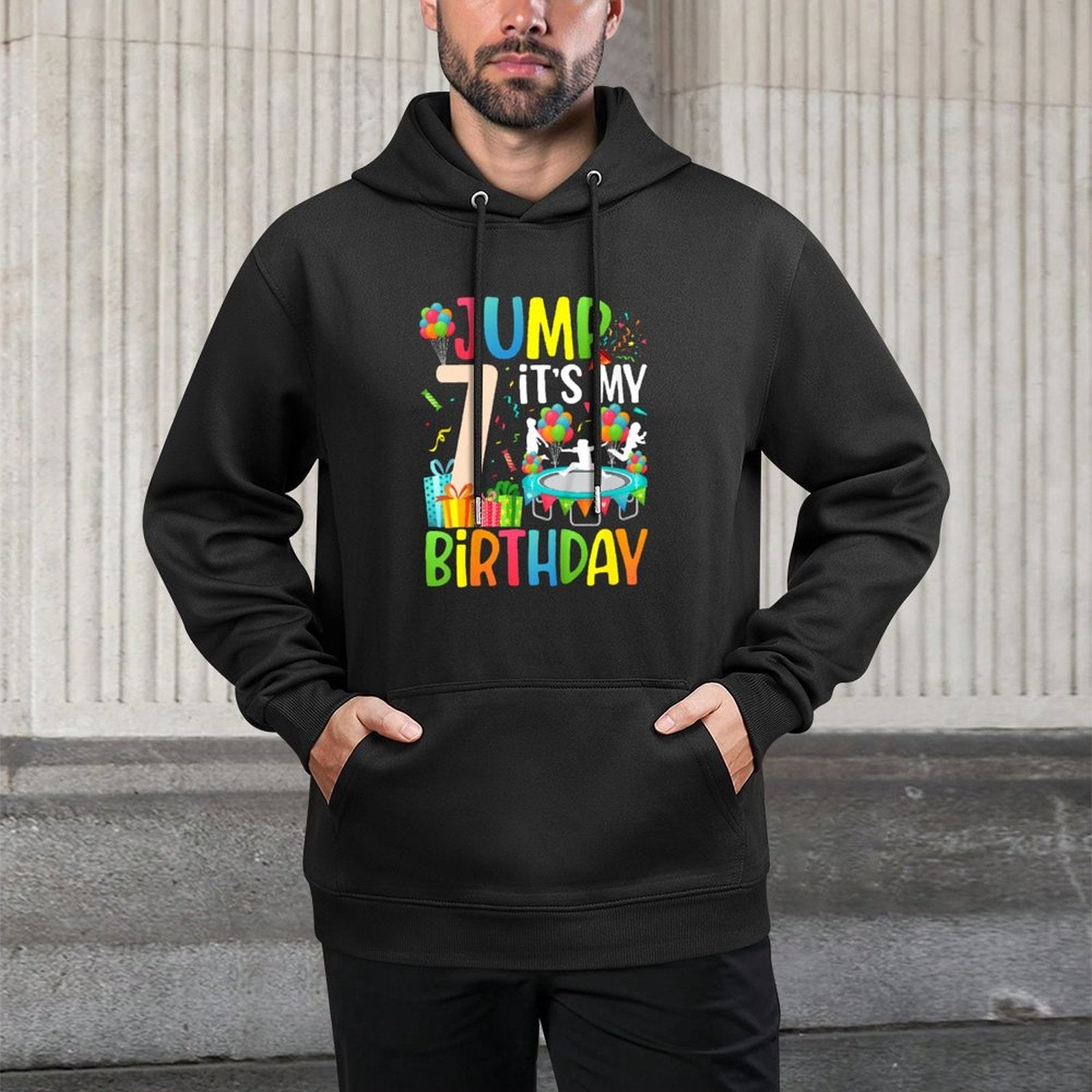 Kids Jump It's My 7th Birthday Trampoline Seven Year Old All-Day Comfort Hoodie