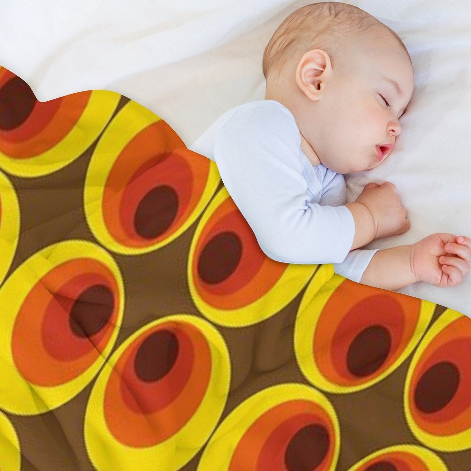 70s, 80s Funky Vintage Circle Pattern Versatility Throw Blanket