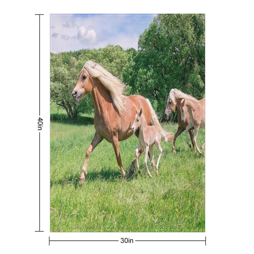 Haflinger Horses Run Together Wrinkle-free Throw Blanket