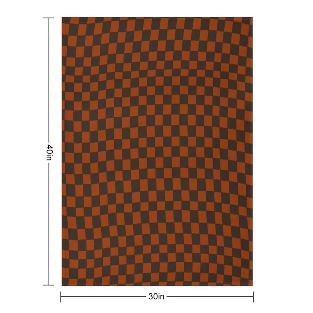 Brown And Orange Distorted Warped Checkerboard Pattern III Compact Throw Blanket