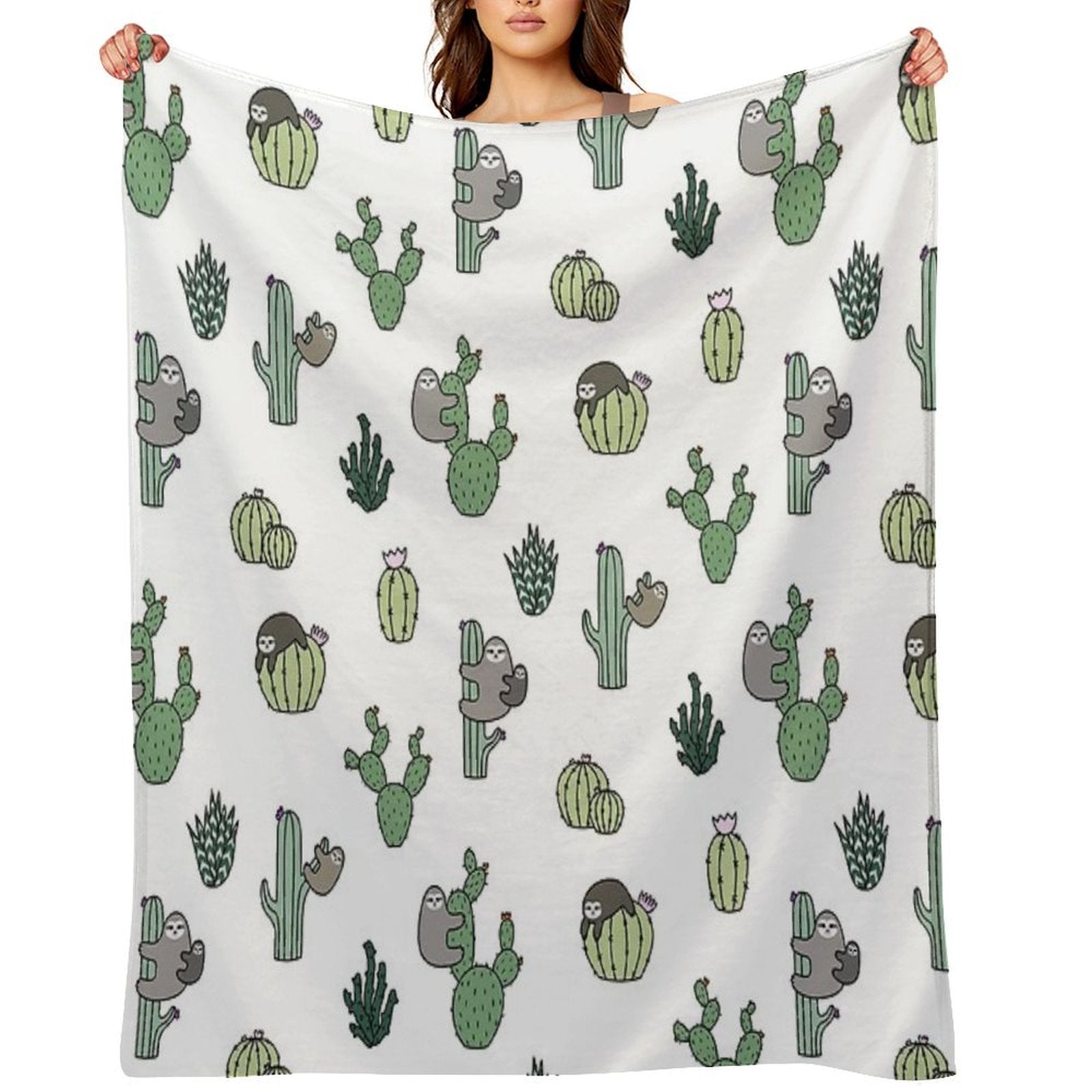 Cacti Sloths Comfort Throw Blanket