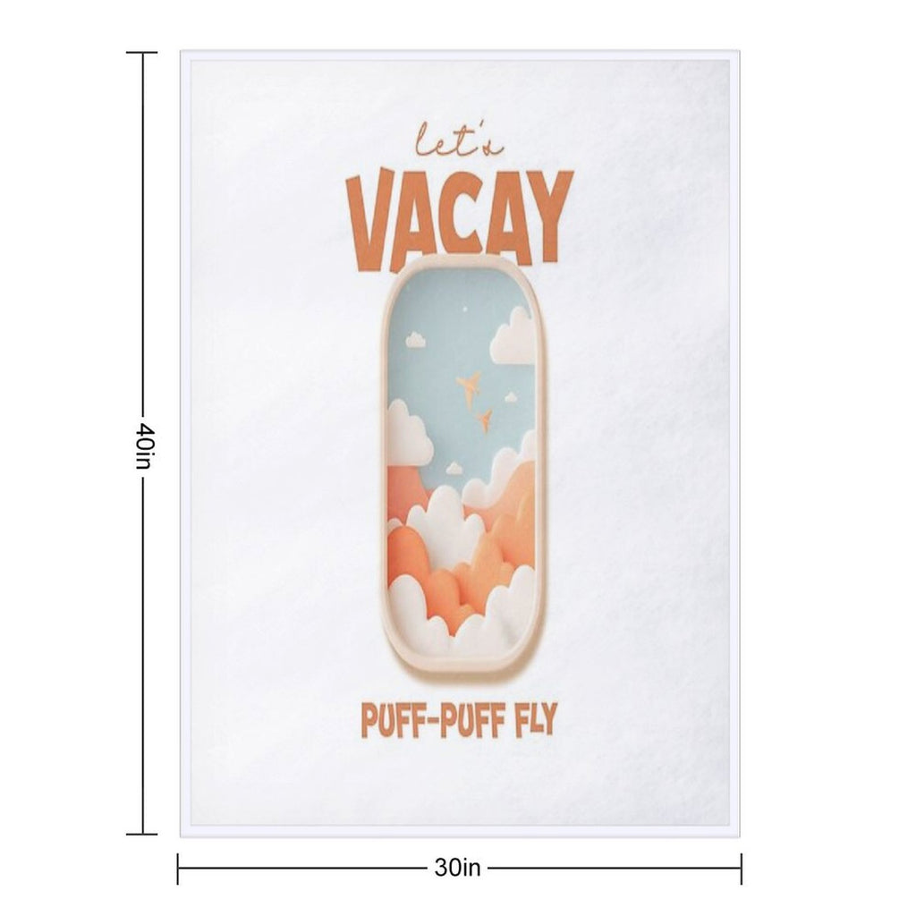 Let's Vacay T-Shirt, Puff-Puff Fly, Airplane Window View Tee, Travel Lover Gift, Vacation Mode Apparel, Summer Holiday Shirt Comfort Throw Blanket