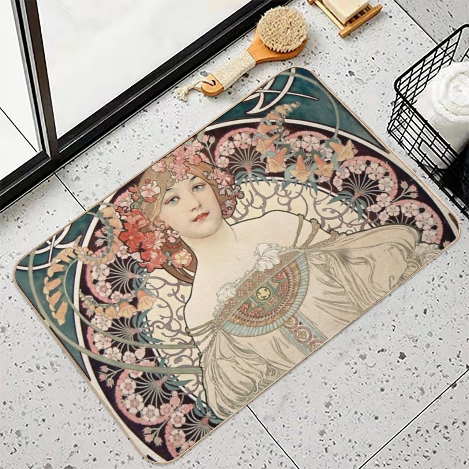 Champenois Imprimeur - Alphonse Mucha - Vintage Art  Absorbent Bath Mat