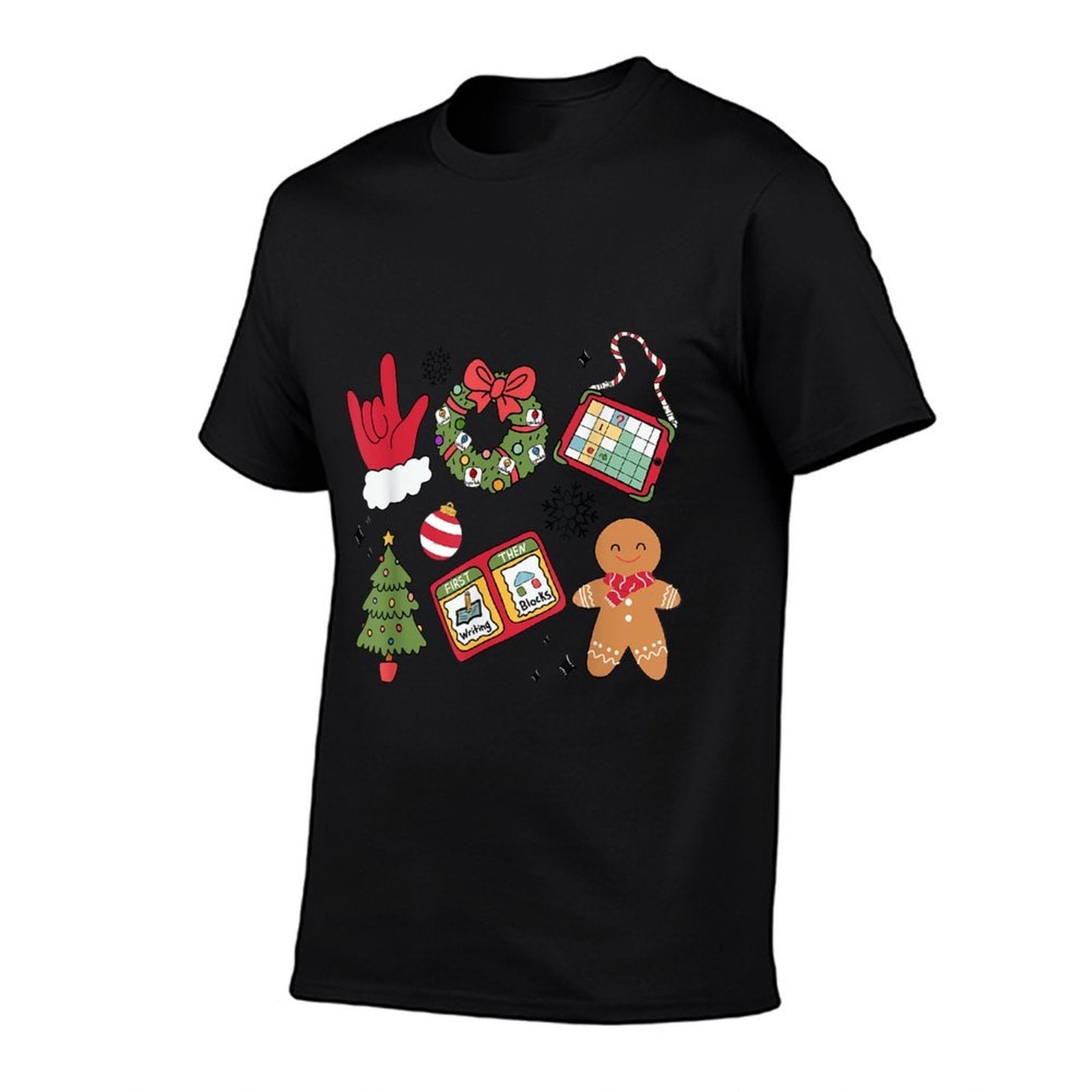 Women Groovy Christmas Special Education Teacher ABA AAC  Stretchy T-Shirt