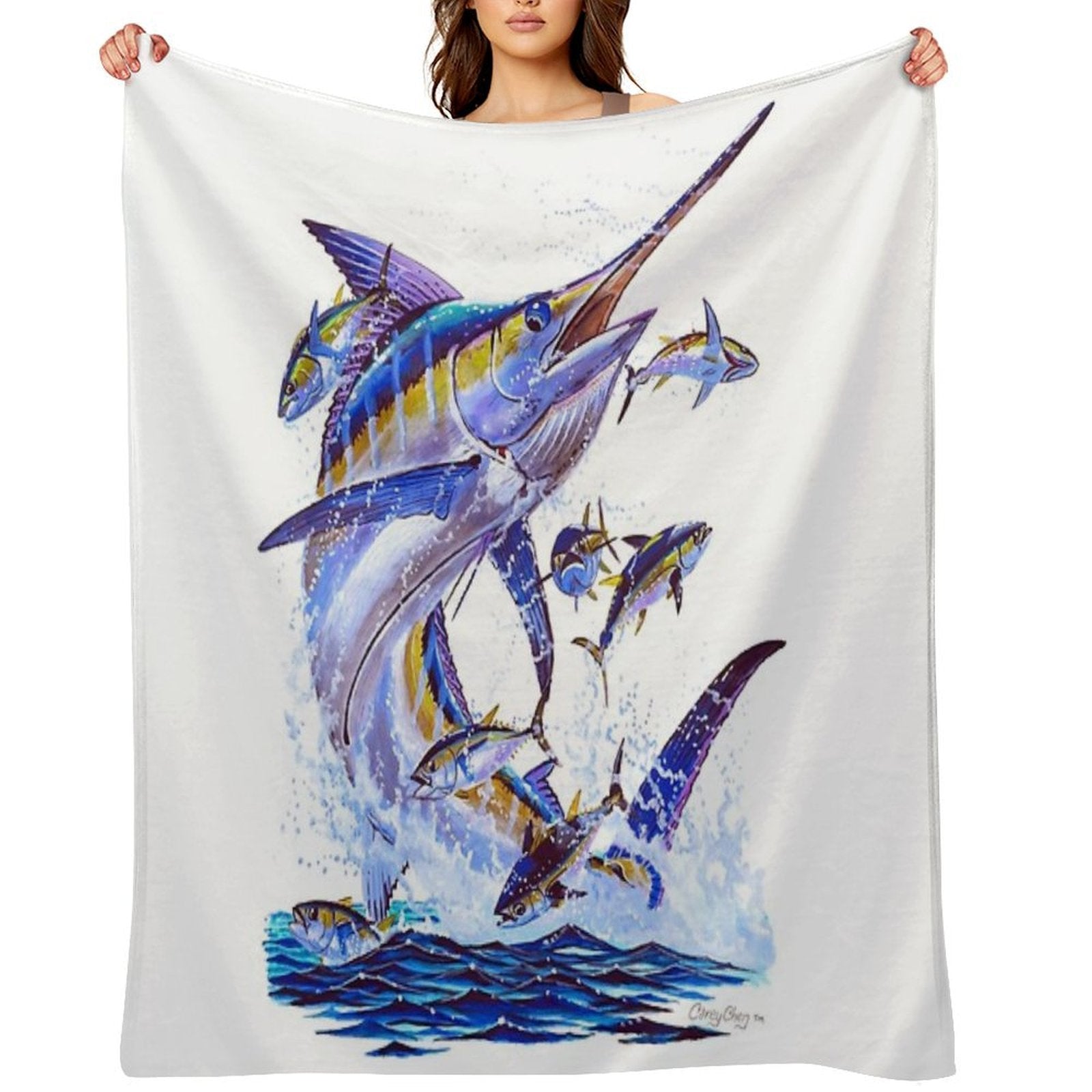 Blue Marlin And Tunas Quick-dry Throw Blanket