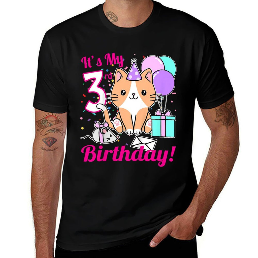 Kids Its My 3rd Birthday Girl Kitty Cat Theme Party (three)  Slim-fit Cut T-Shirt