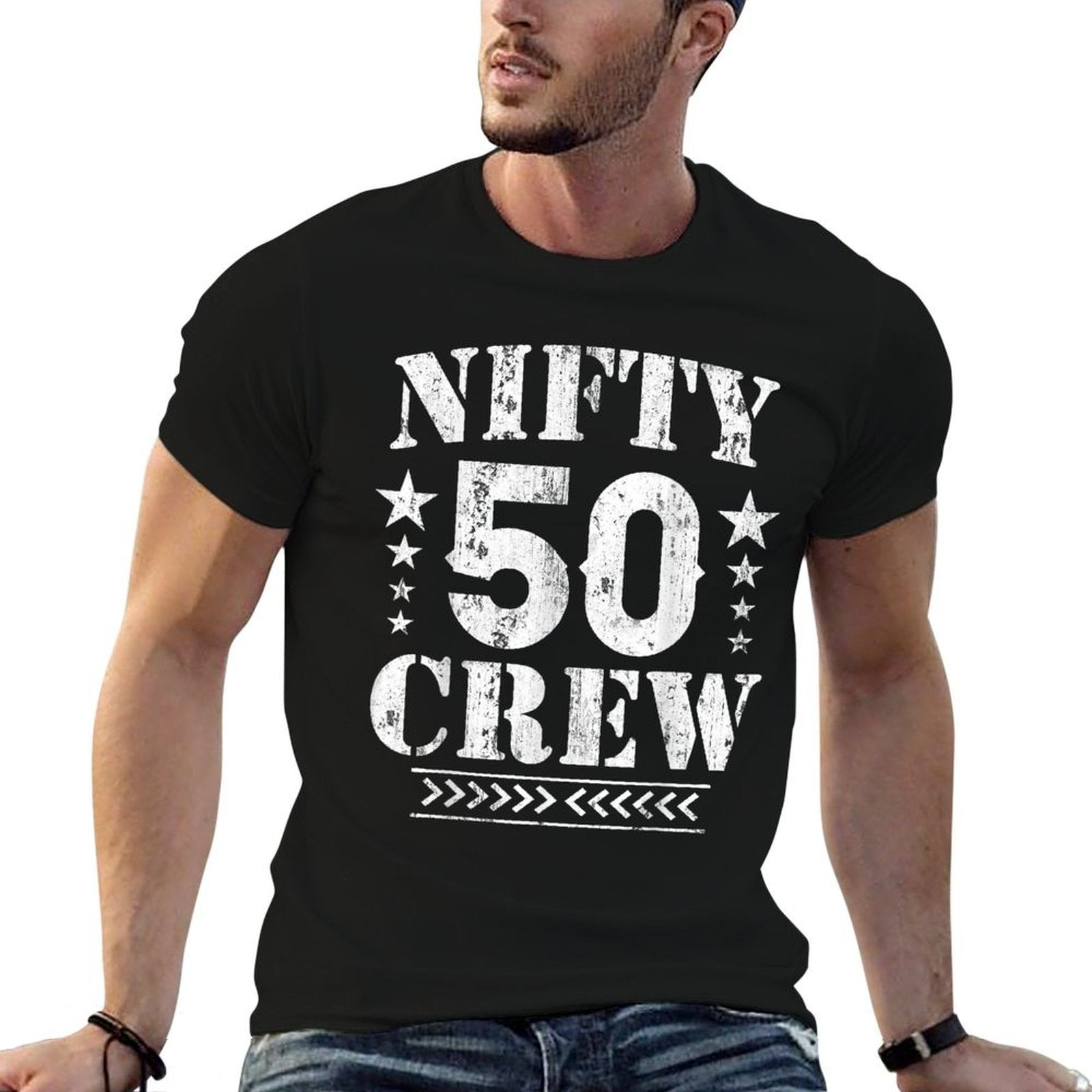 Nifty 50 Crew Great for 50th Birthday Party With Crew  Easy-care T-Shirt
