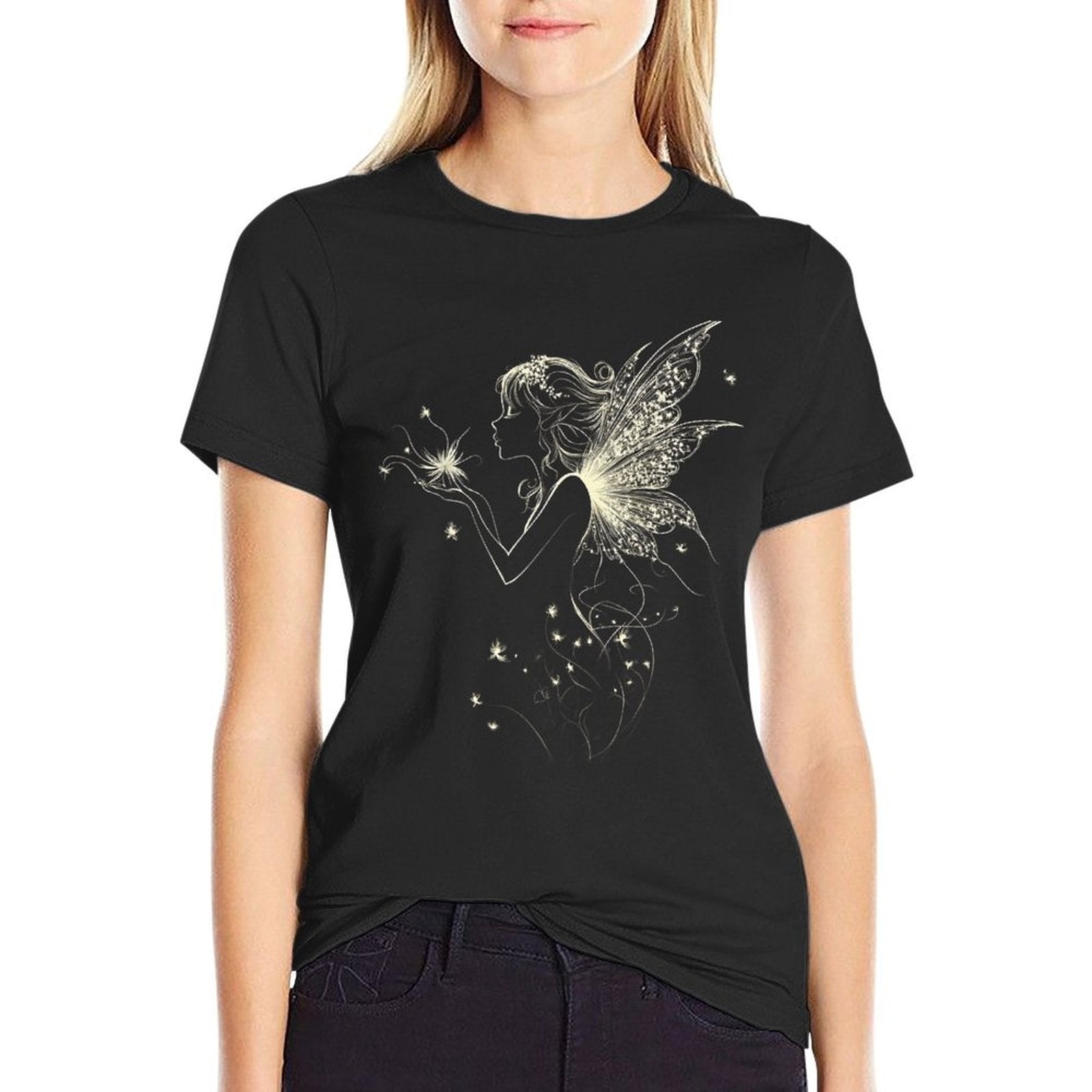 Fairy Mythical Motif Fantasy Illustration Fairy  Tagless Design T-Shirt