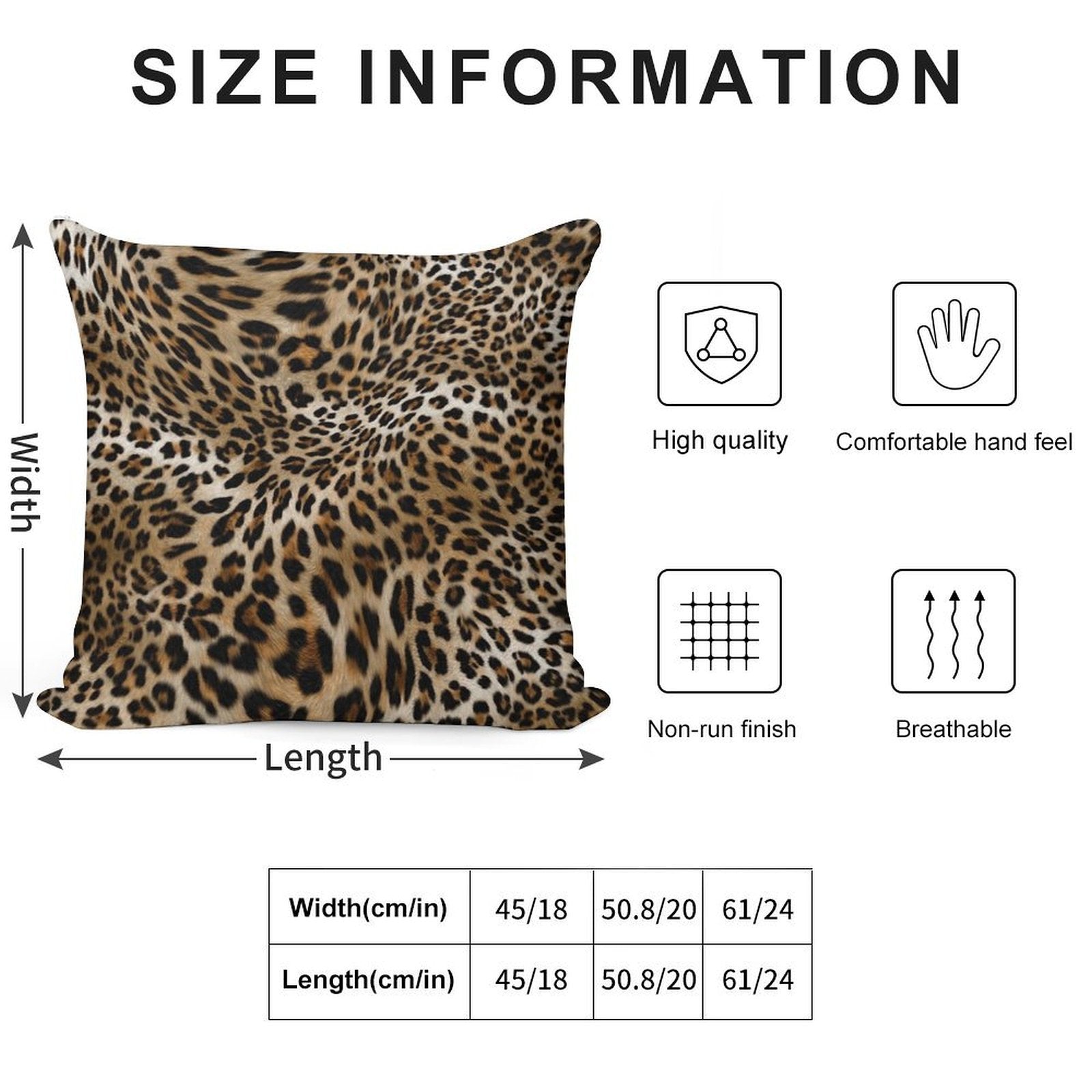 Leopard Pattern Soft Short Plush Fabric Throw Pillow