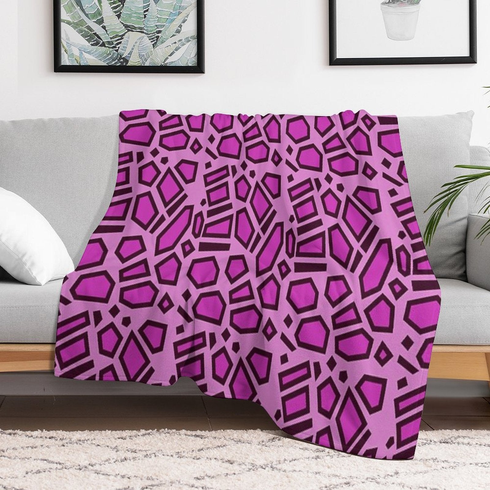 Kipo Pink Mega Jaguar Spots Comfort Throw Blanket