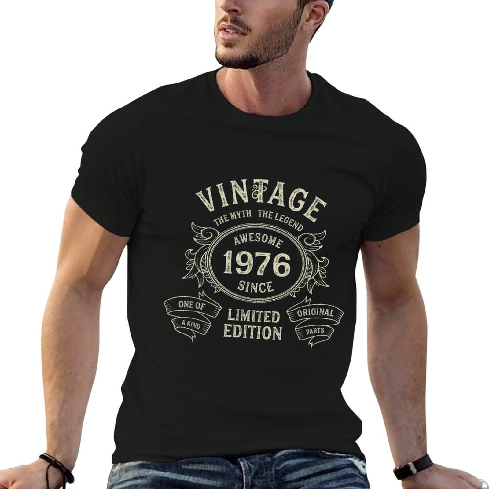 Vintage Born in 1976 Limited Edition Birthday  Fade-proof Color T-Shirt