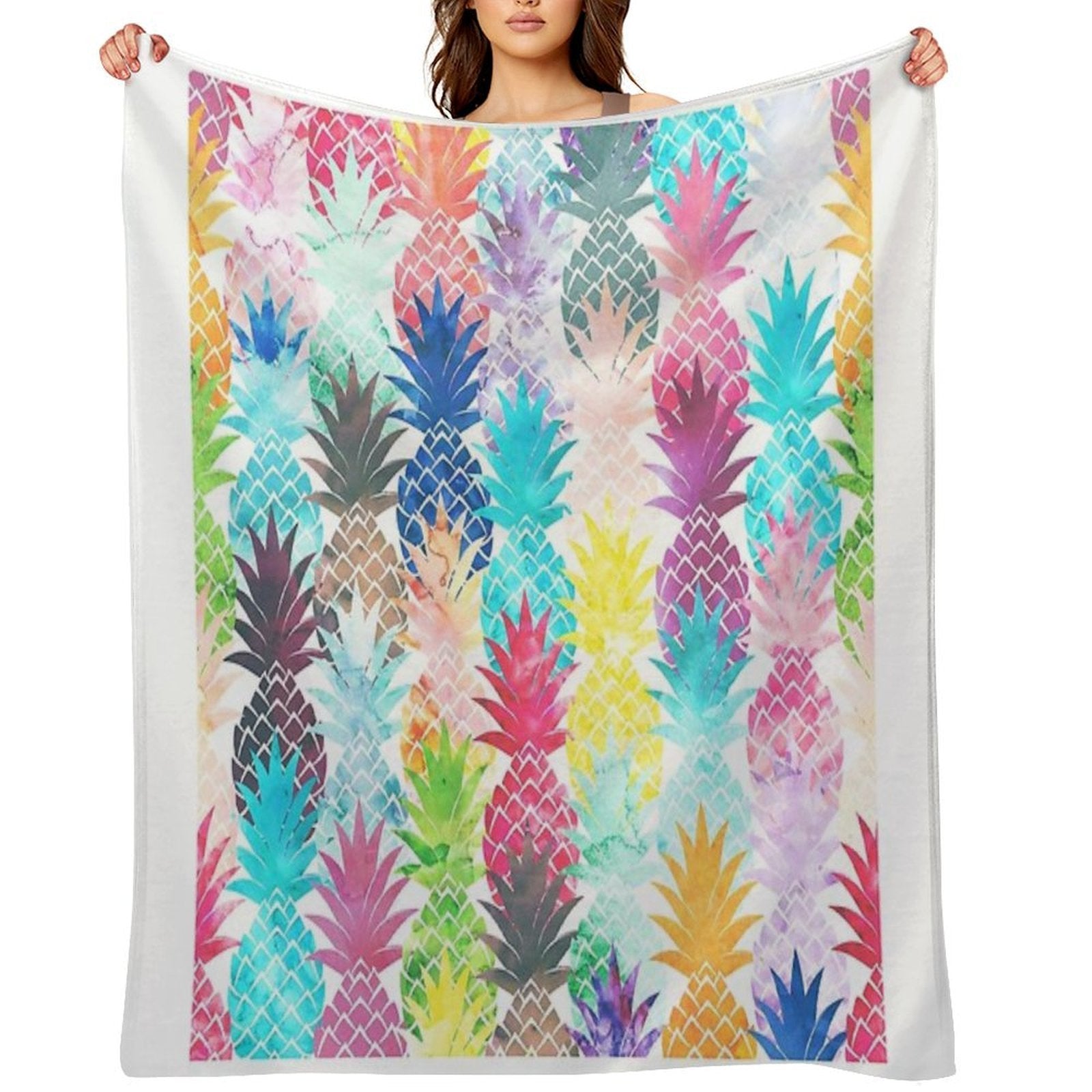 Hawaiian Pineapple Pattern Tropical Watercolor Anti-pilling Throw Blanket