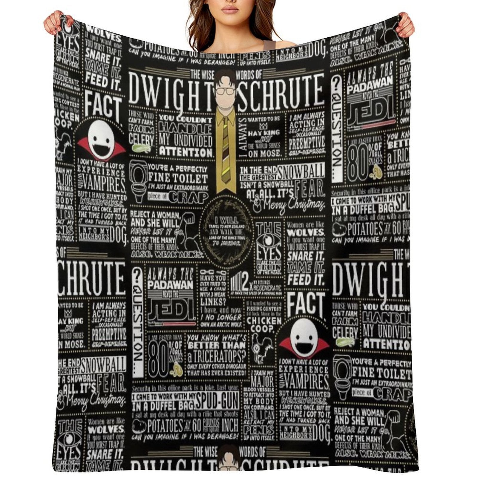 The Wise Words of Dwight Schrute (Dark Tee) Durable Throw Blanket