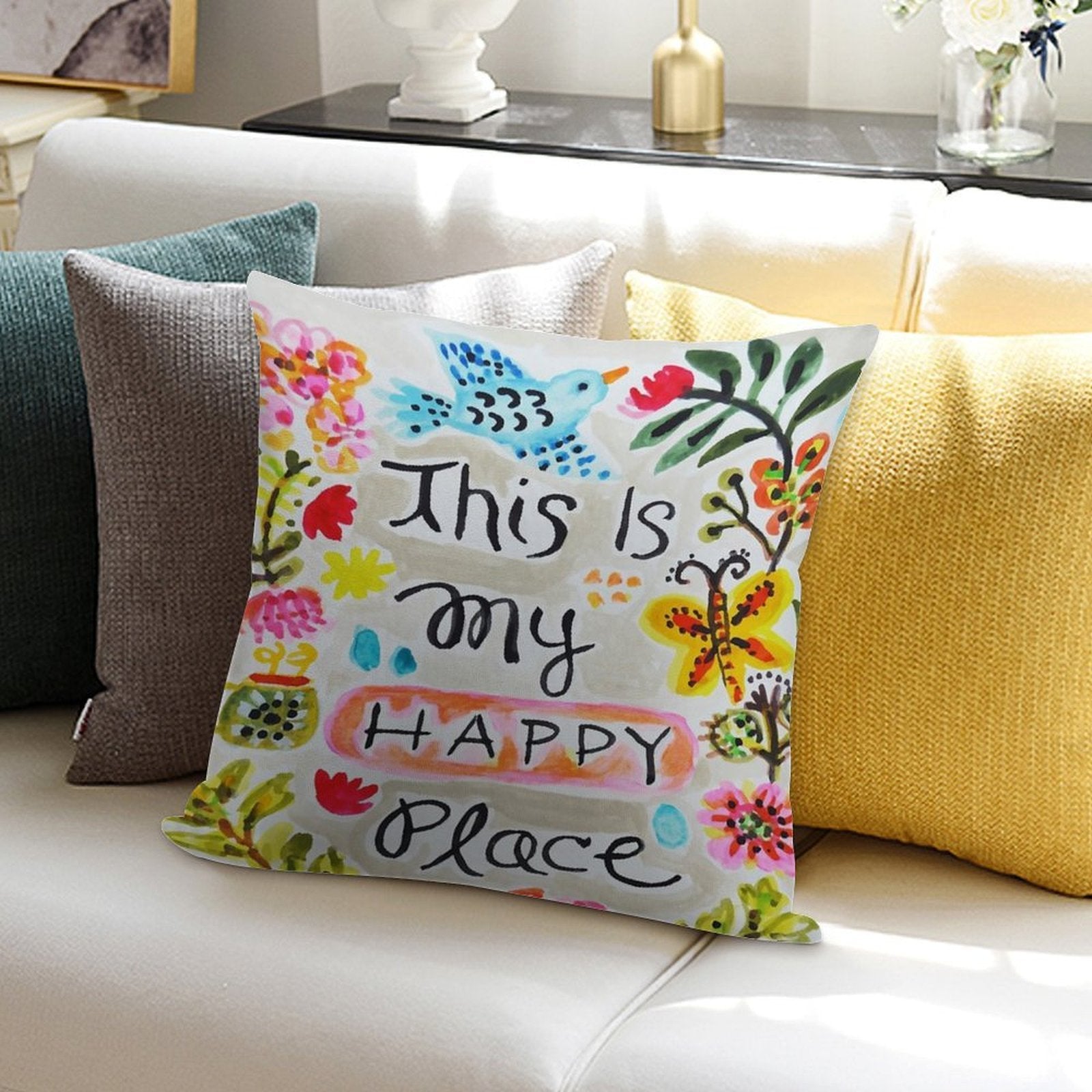 This Is My Happy Place Soft Style Accent Throw Pillow