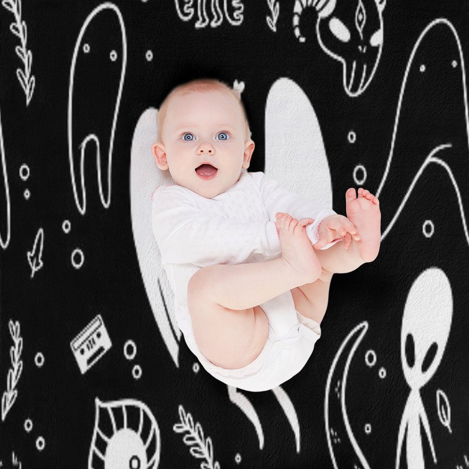 Cryptids in Black Compact Throw Blanket
