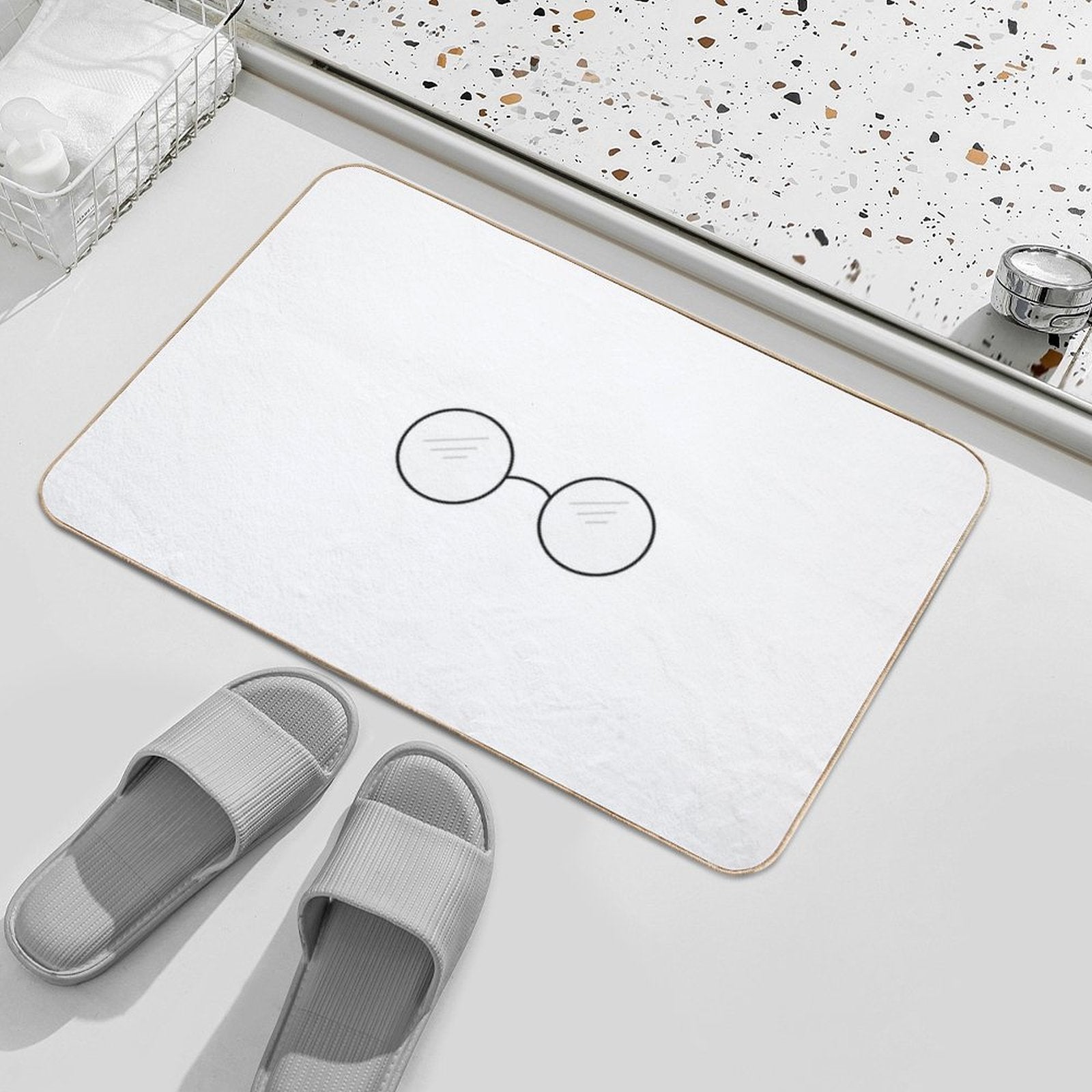 Round Glasses  Slip-Resistant Bath Mat