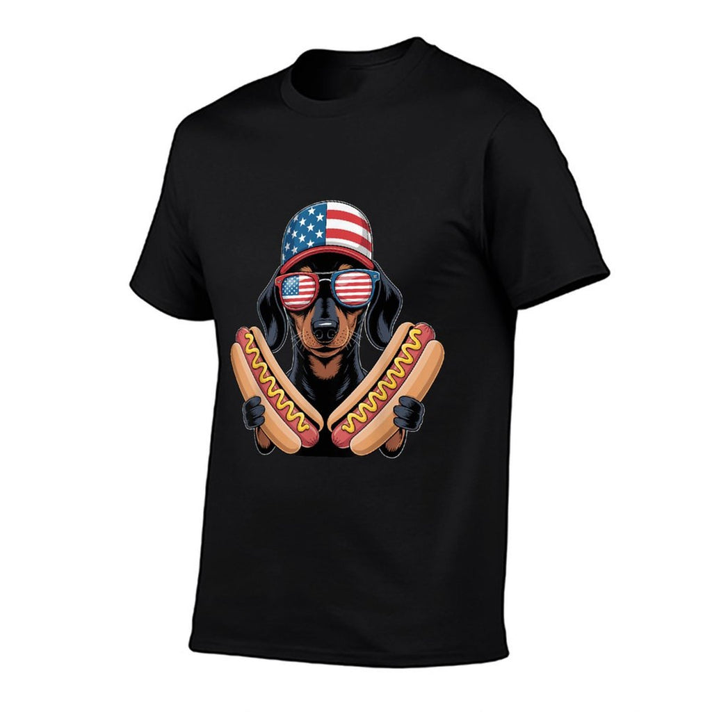 Funny Patriotic Dachshund 4th Of July Hotdog American  Quick-drying T-Shirt