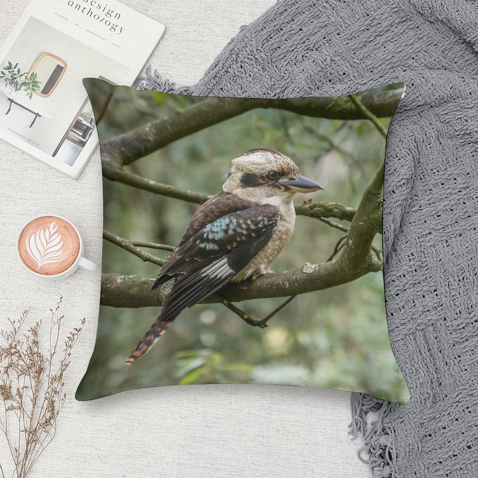 Grant's Kookaburra - Australian Bird Gift Soft Easy Maintenance Throw Pillow