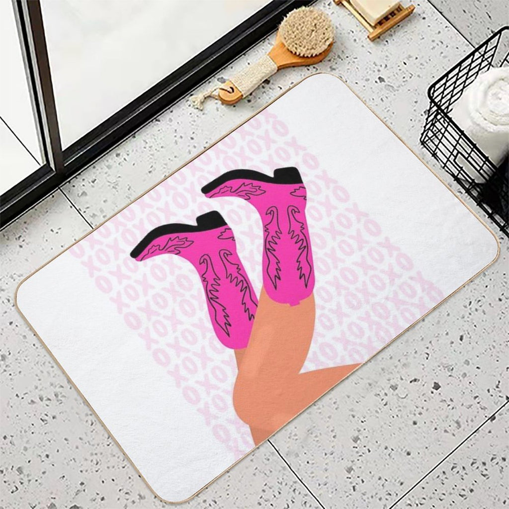 XOXO Pink Cowboy Boots  Dirt-Trapping Bath Mat