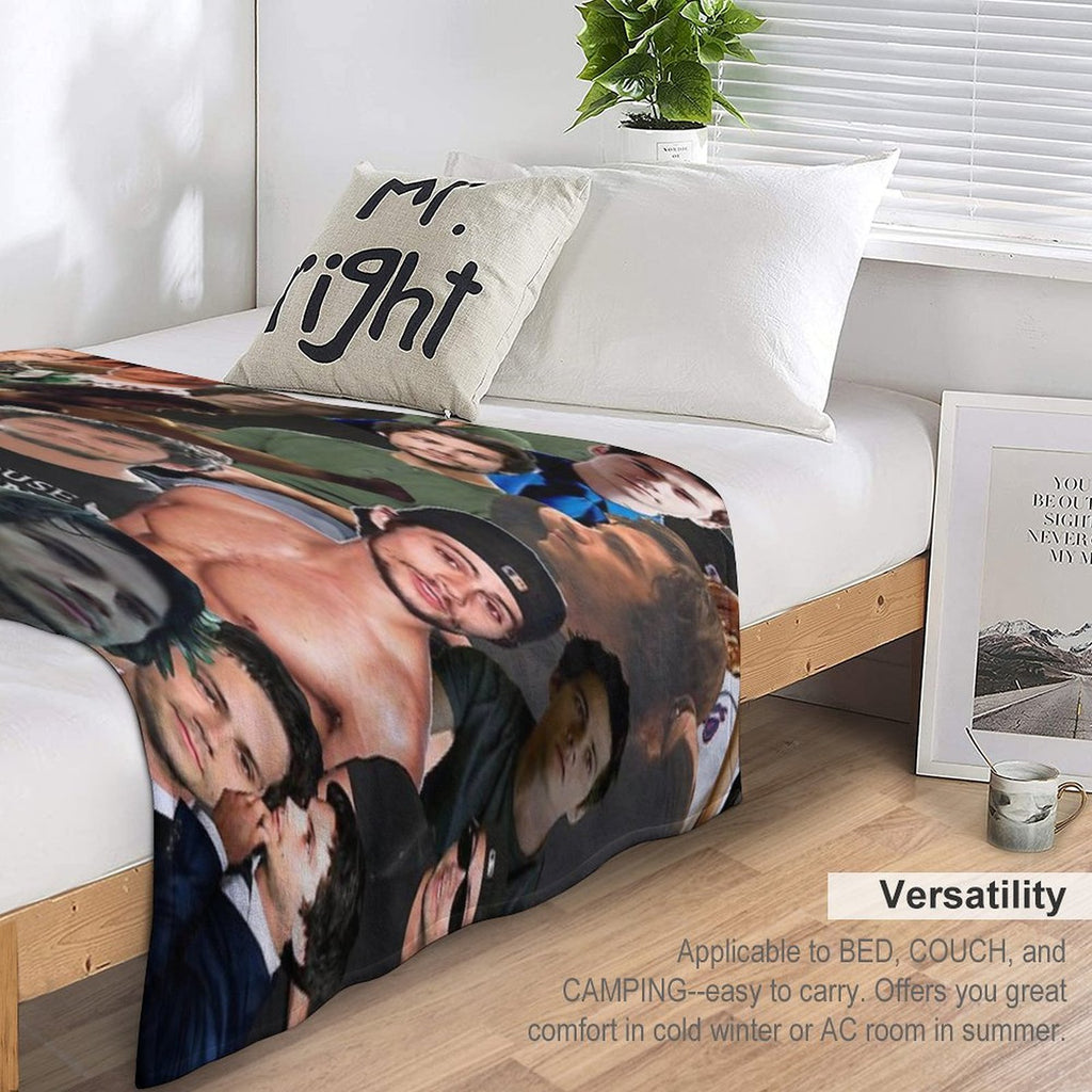 Dylan O’Brien Photo Collage Sustainable Throw Blanket