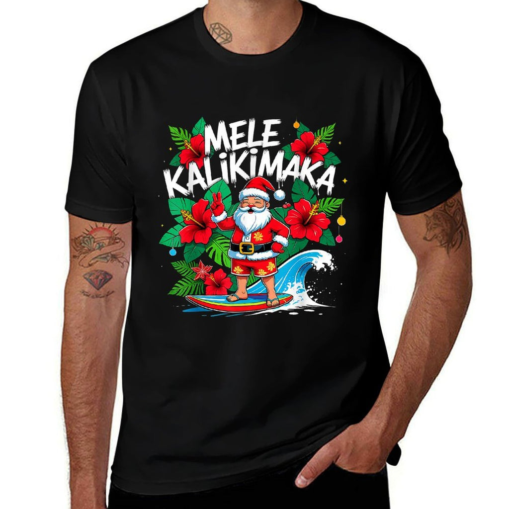 Mele Kalikimaka Tropical Santa Christmas  Slim-fit Cut T-Shirt